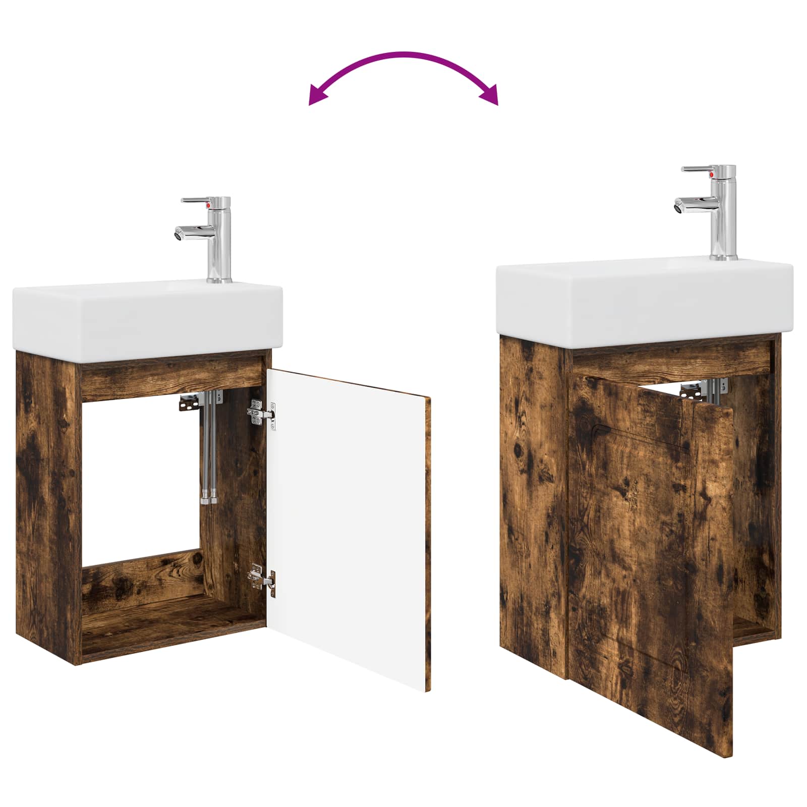 Jedinstveni ormar za kupaonicu s umivaonikom Dimljeni hrast