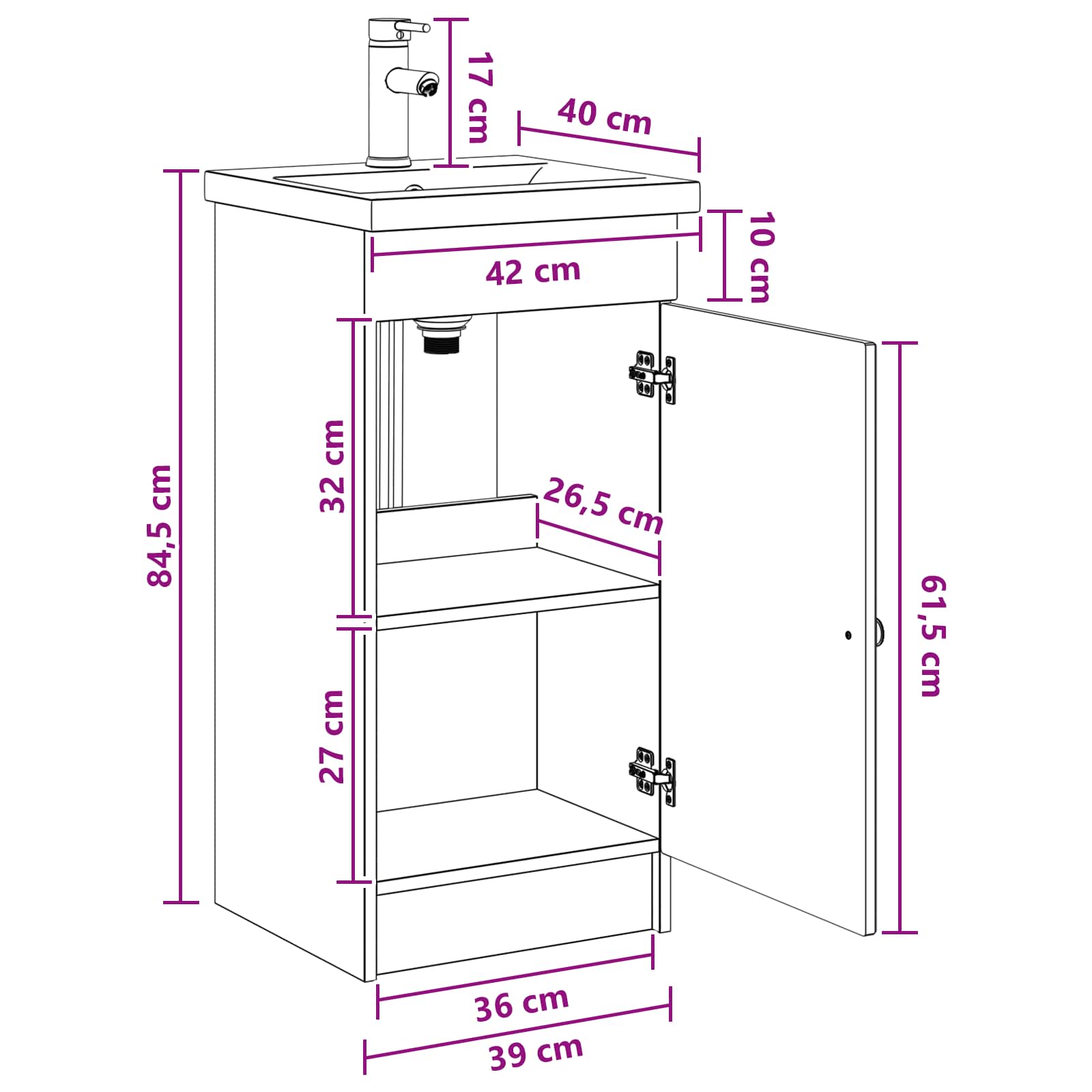 Kupaonski umivaonik s sudoperom Staro drvo 42 x 40 x 84,5 cm