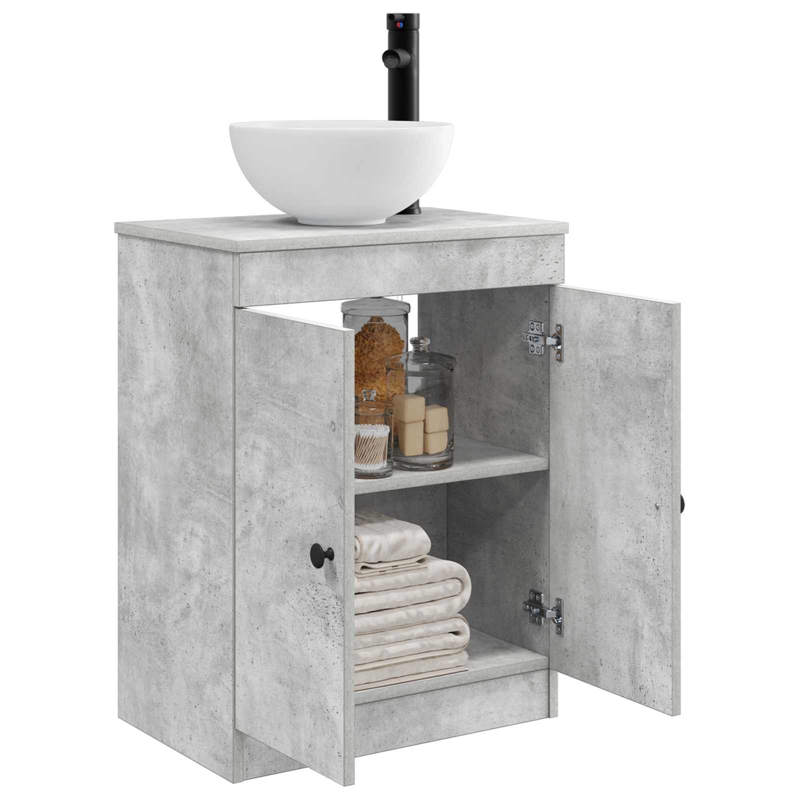 Kupaonski umivaonik s sudoperom Betonska siva 54 x 35 x 83 cm