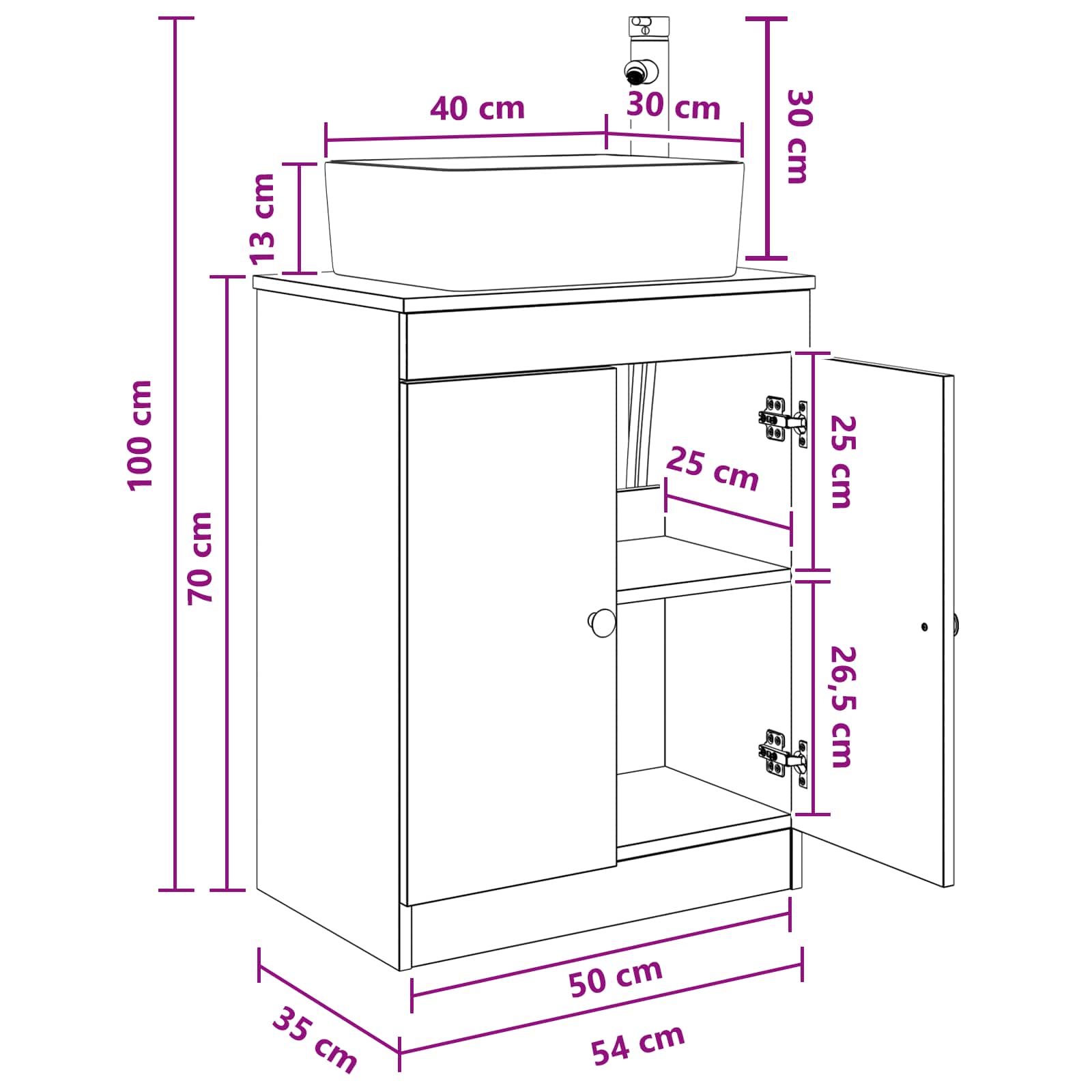 Kupaonski umivaonik s sudoperom Betonska siva 54 x 35 x 83 cm