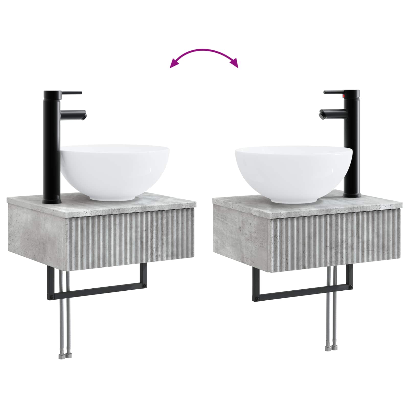 Zidni sudoper Betonska siva 40 x 35 x 39 cm Konstruirano drvo