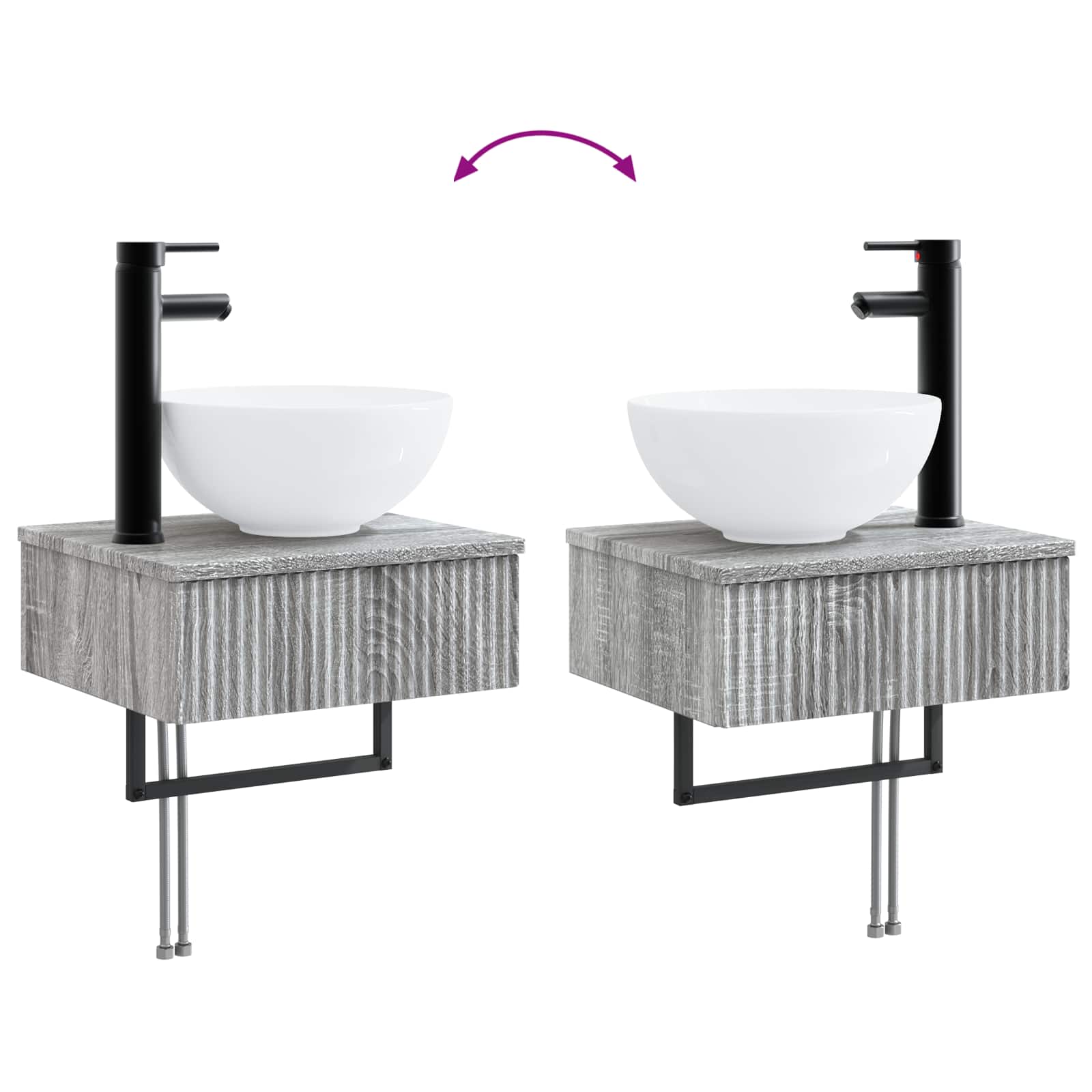 Zidni sudoper Siva Sonoma 40 x 35 x 39 cm Konstruirano drvo