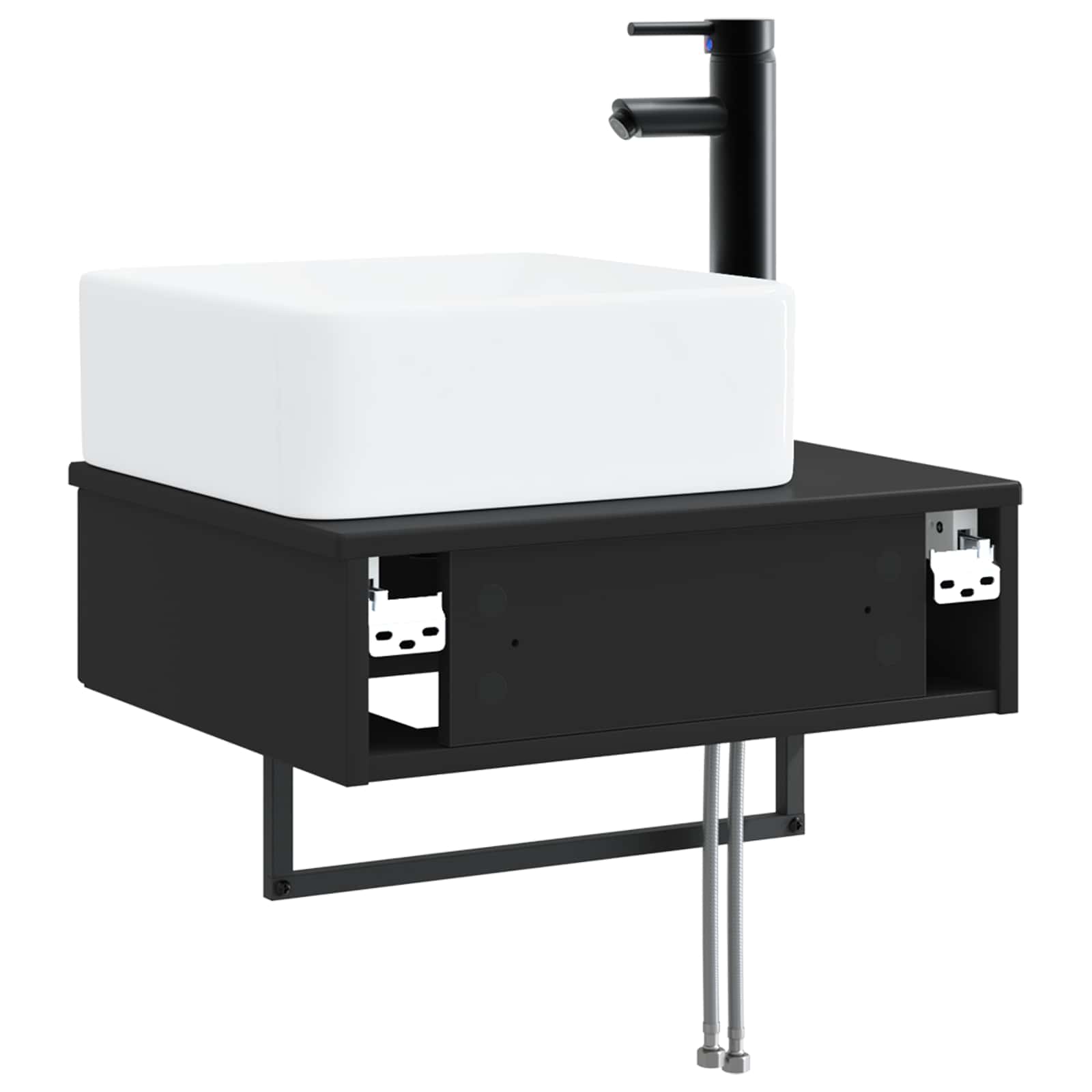Zidni sudoper Crna 50 x 41 x 39 cm Konstruirano drvo