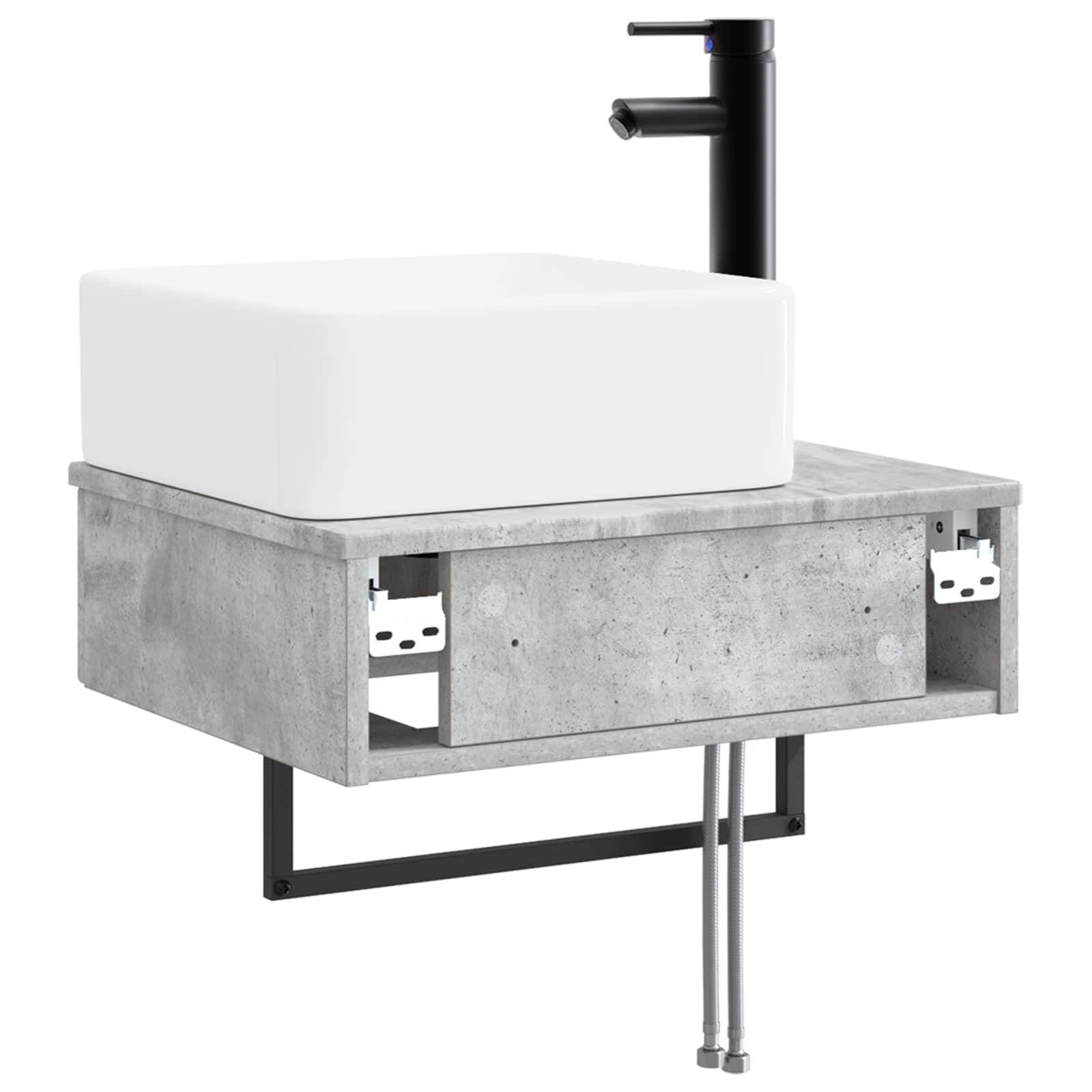 Zidni sudoper Betonska siva 53 x 35 x 39 cm Konstruirano drvo