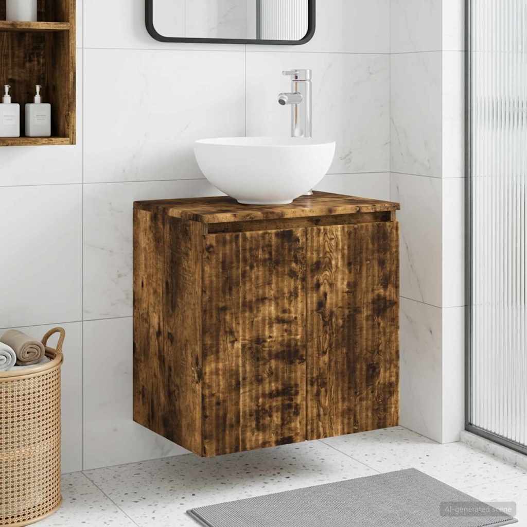 Umivaonik s policom Dimljeni hrast 49,5 x 35 x 63 cm