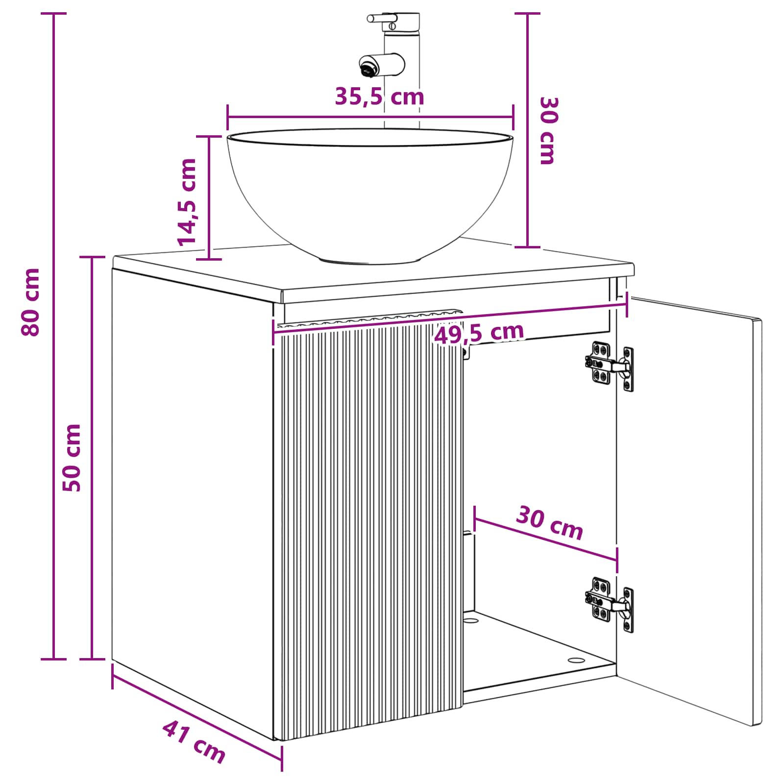 Umivaonik s policom Hrast sonoma 49,5 x 41 x 64,5 cm
