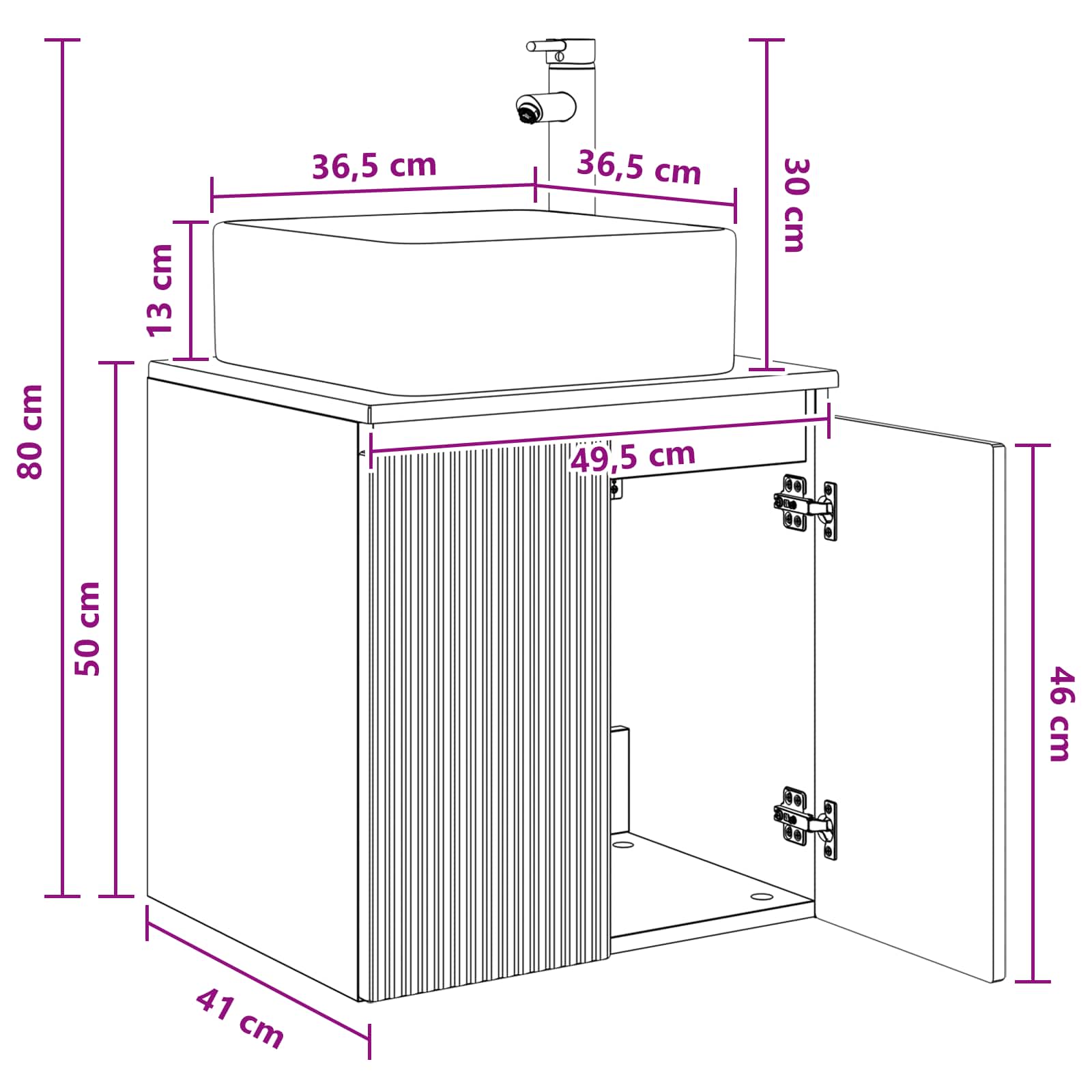 Umivaonik s policom Bijela visokog sjaja 49,5 x 41 x 63 cm