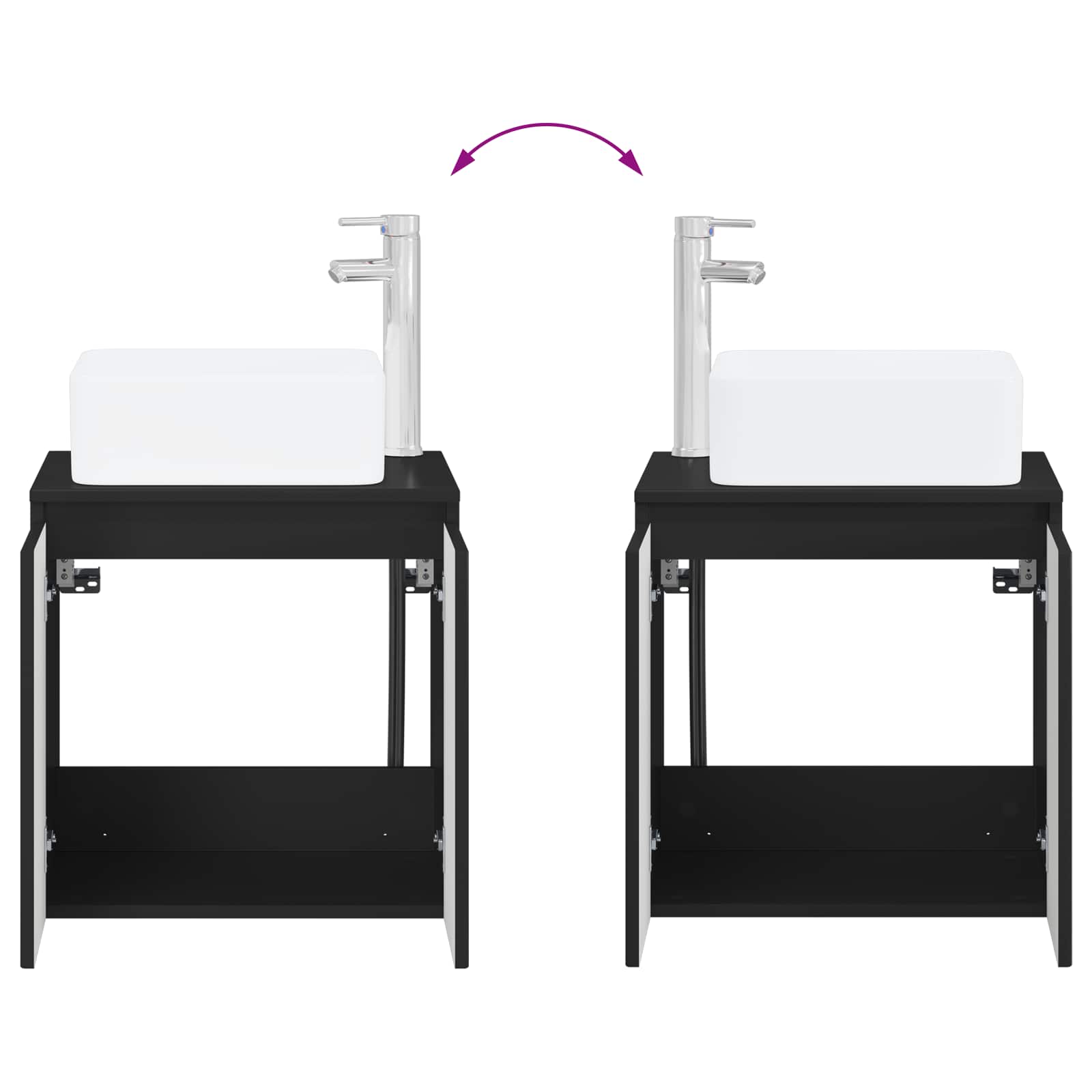 Umivaonik s policom Crna 53 x 35 x 63 cm Konstruirano drvo