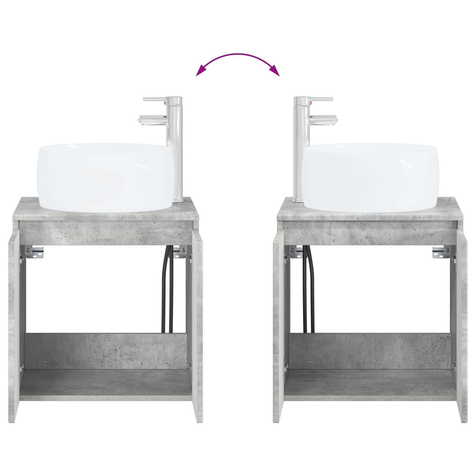 Umivaonik s policom Betonska siva 49,5 x 44,5 x 66 cm