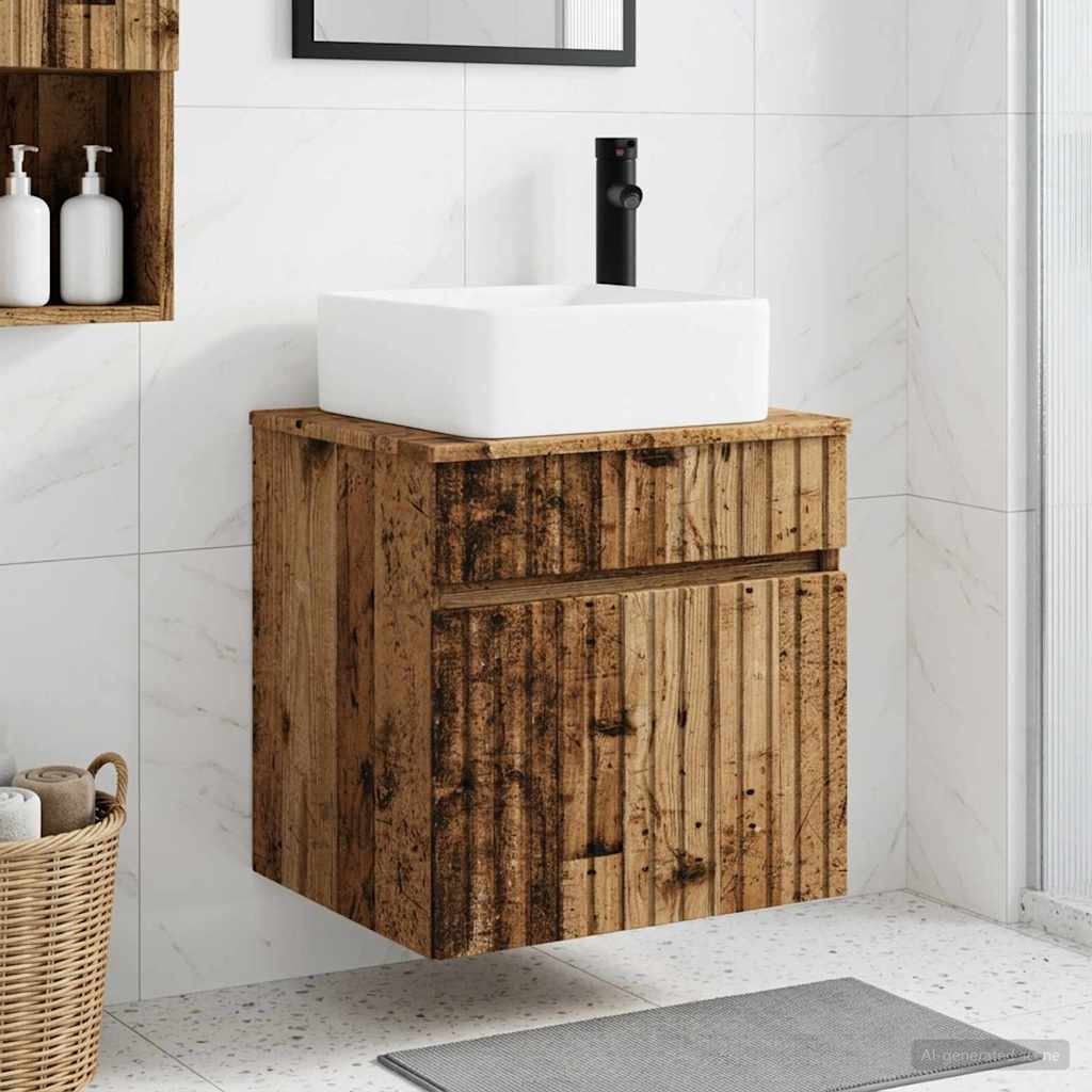 Umivaonik s policom za zid Staro drvo 49 x 41 x 63 cm