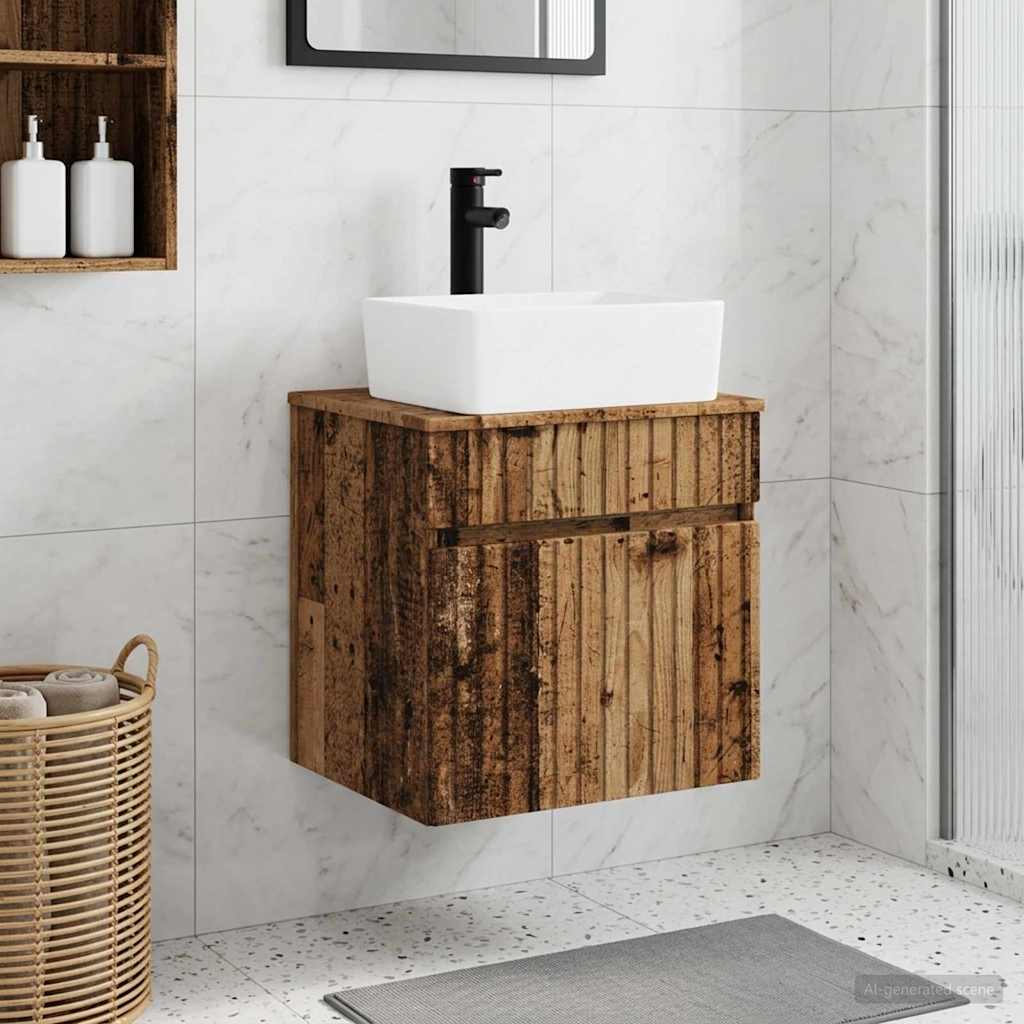 Umivaonik s policom za zid Staro drvo 49 x 41 x 63 cm