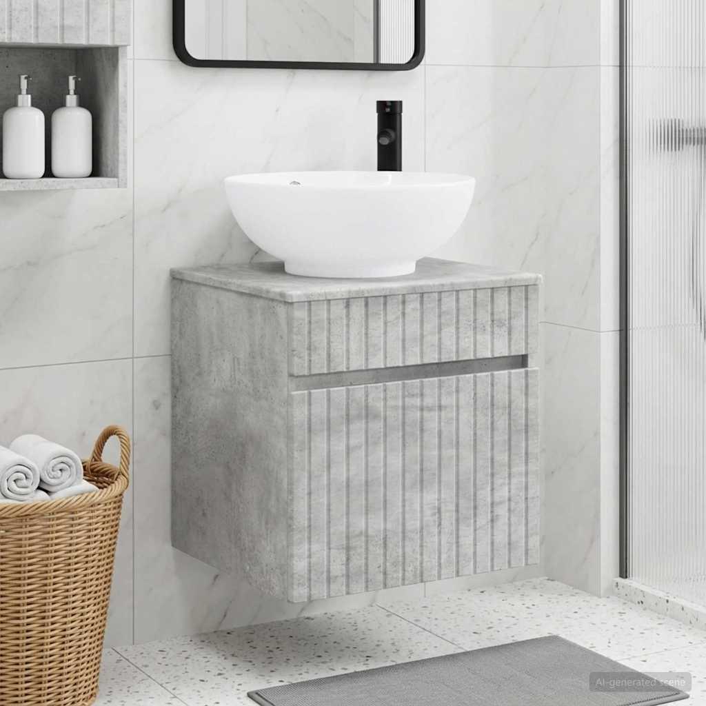 Umivaonik s policom za zid Betonska siva 49 x 44,5 x 66,5 cm