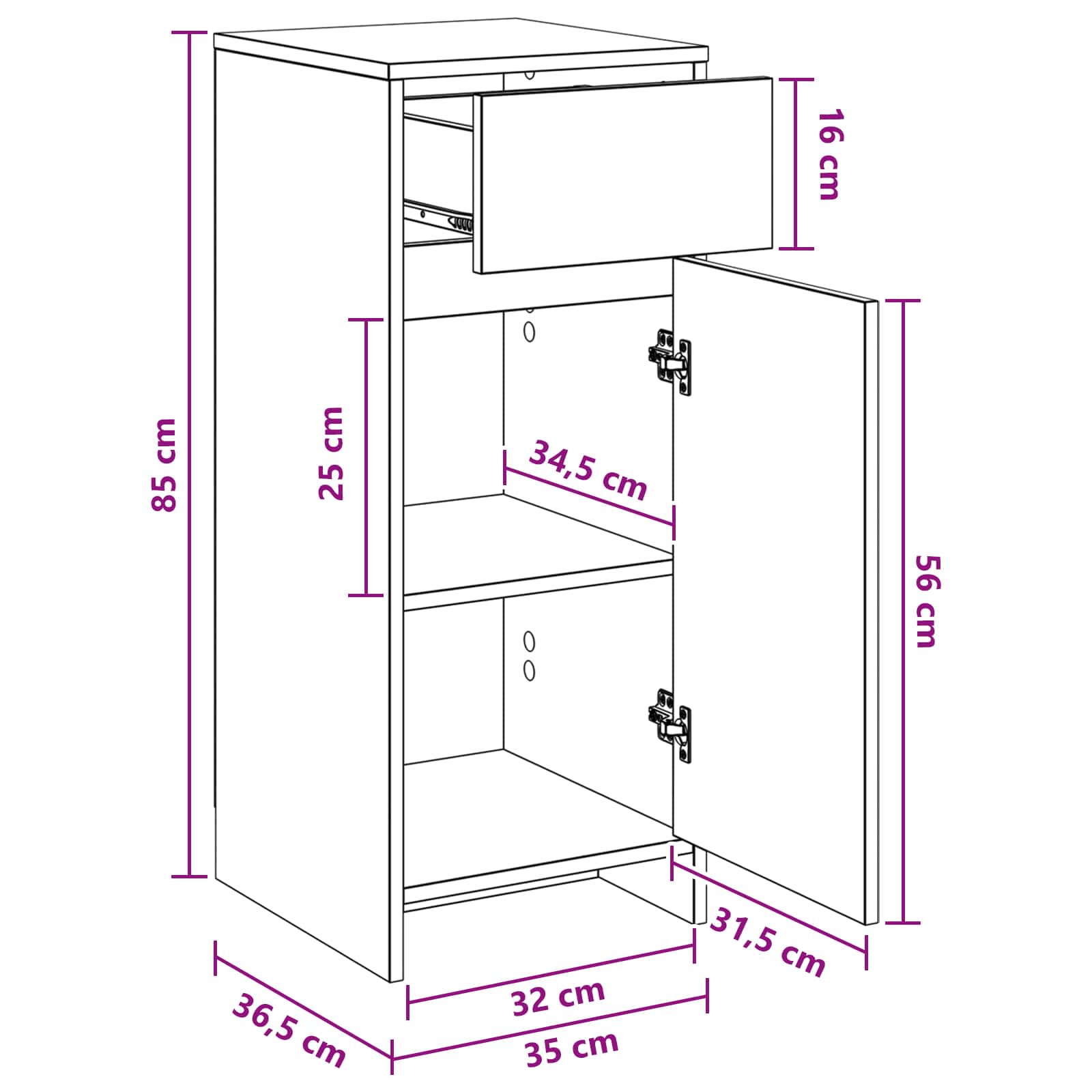 Kupaonski ormar Crni hrast 35 x 36,5 x 85 cm Konstruirano drvo