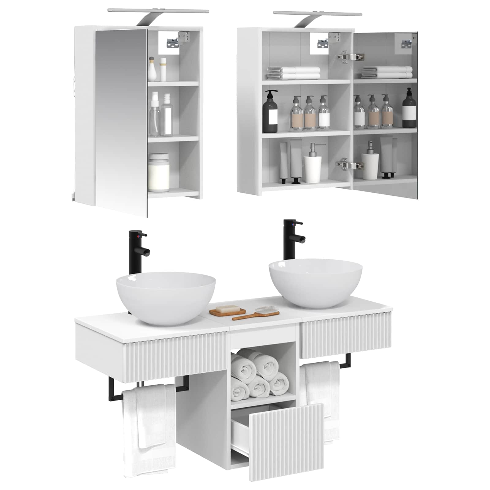 Set ormarića za kupaonicu 5 pcs Bijela 43 x 16 x 62,5 cm