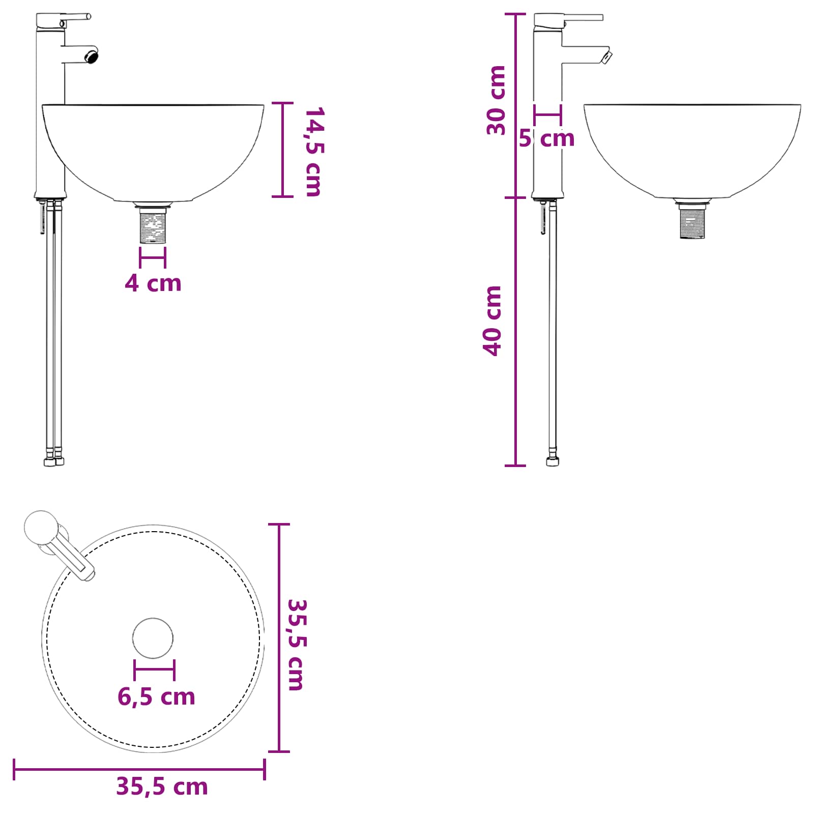 Set ormarića za kupaonicu 5 pcs Bijela 43 x 16 x 62,5 cm