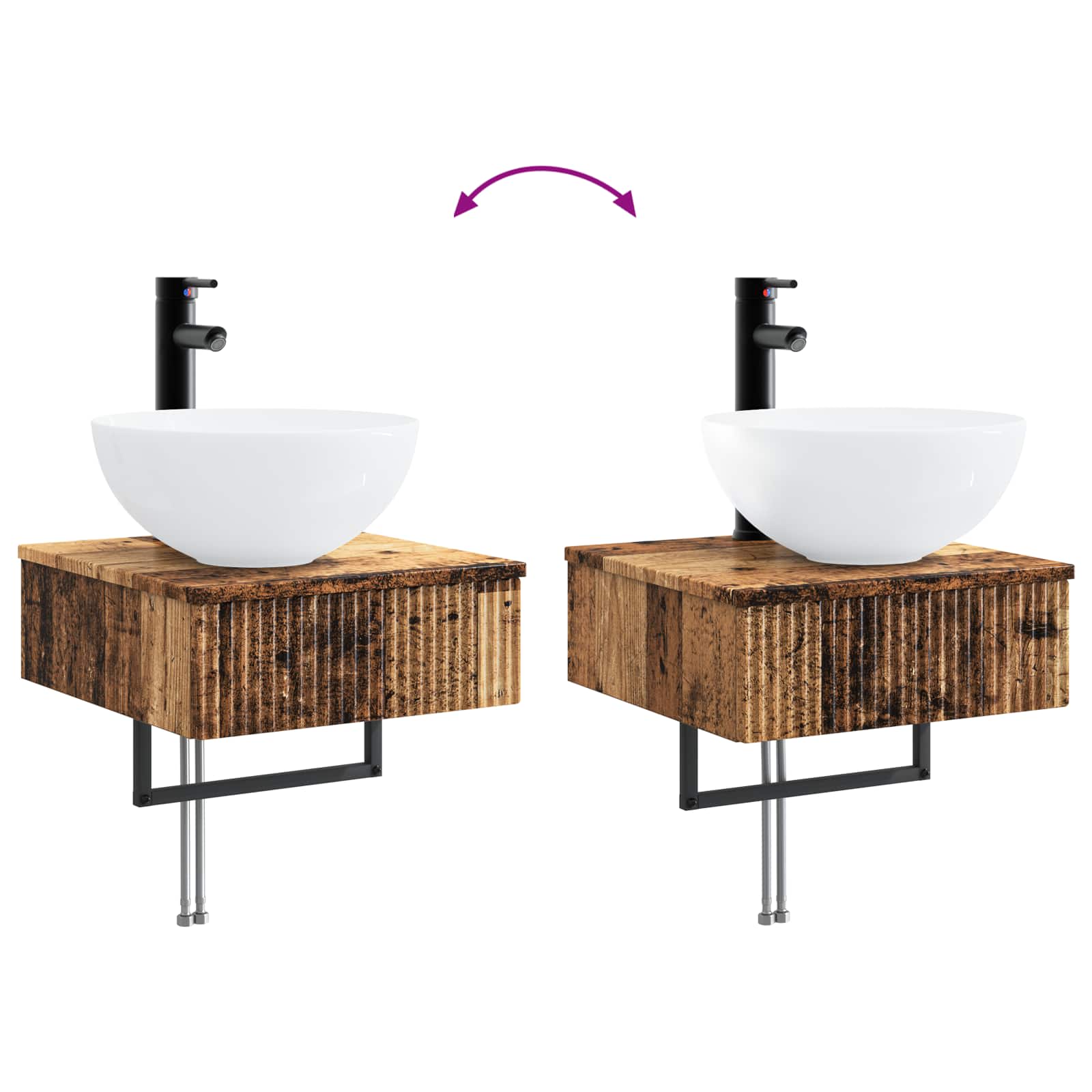Set ormarića za kupaonicu 5 pcs Staro drvo 43 x 16 x 62,5 cm