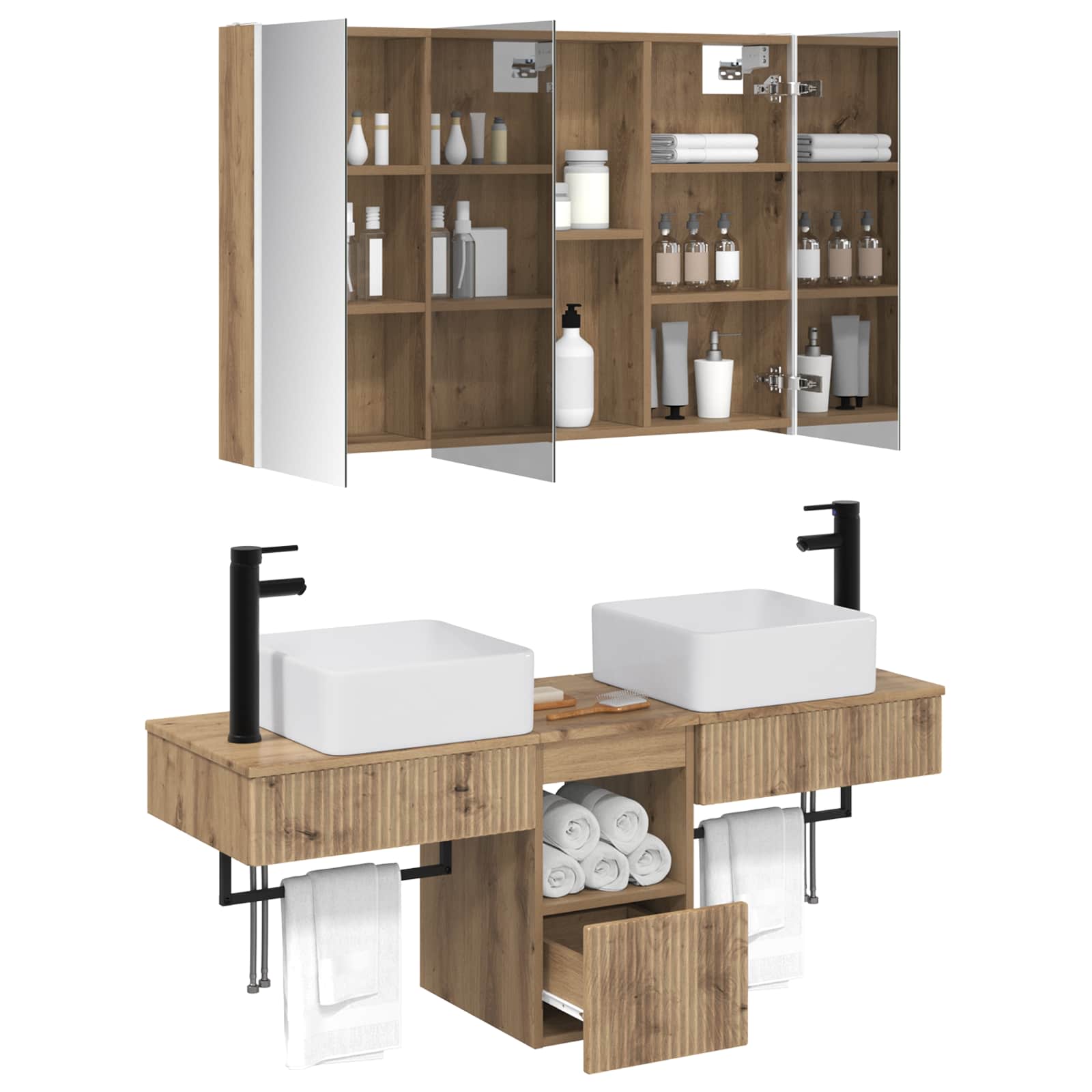 Set ormarića za kupaonicu 4 pcs Hrast artisan