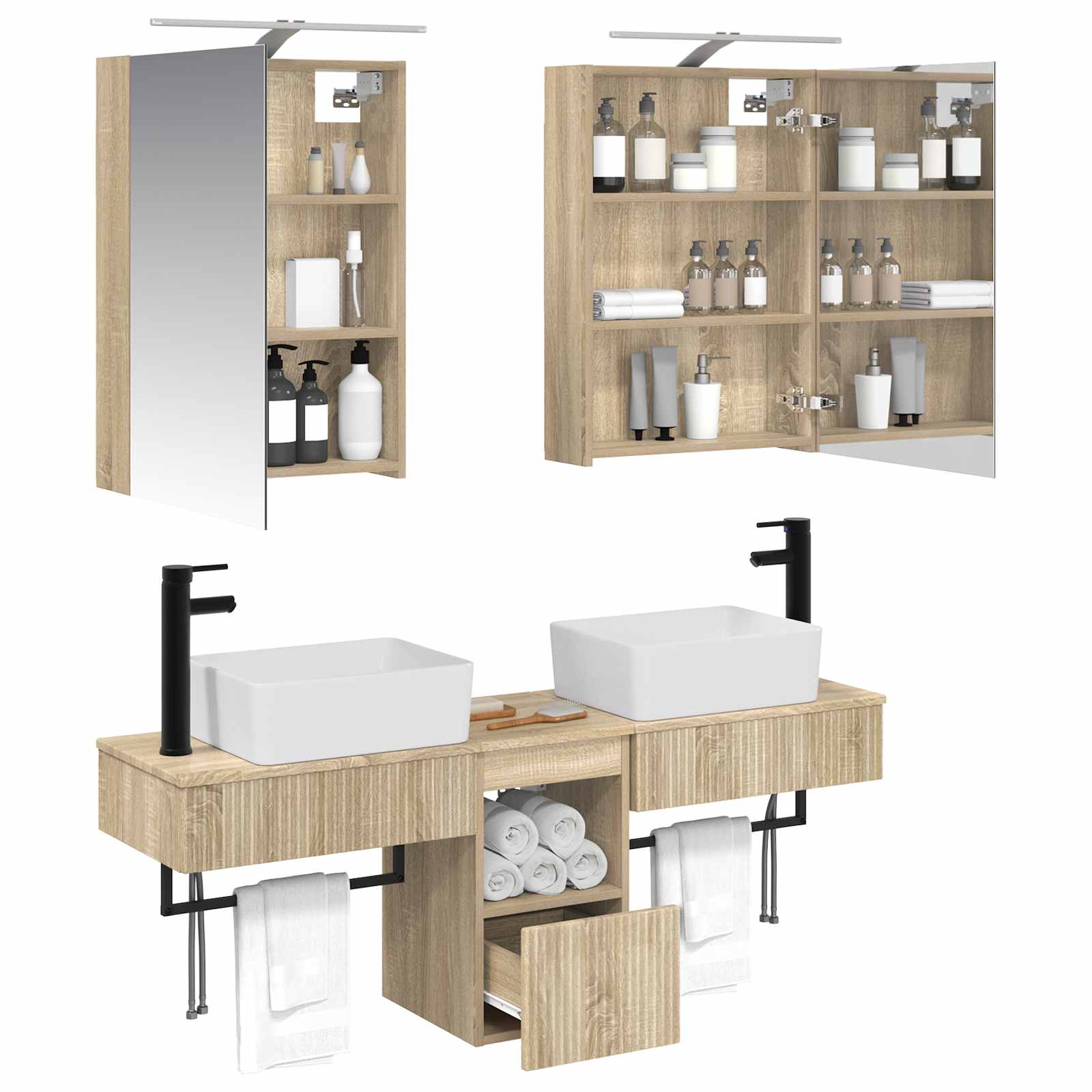Set ormarića za kupaonicu 5 pcs Hrast sonoma 50 x 14,5 x 70 cm