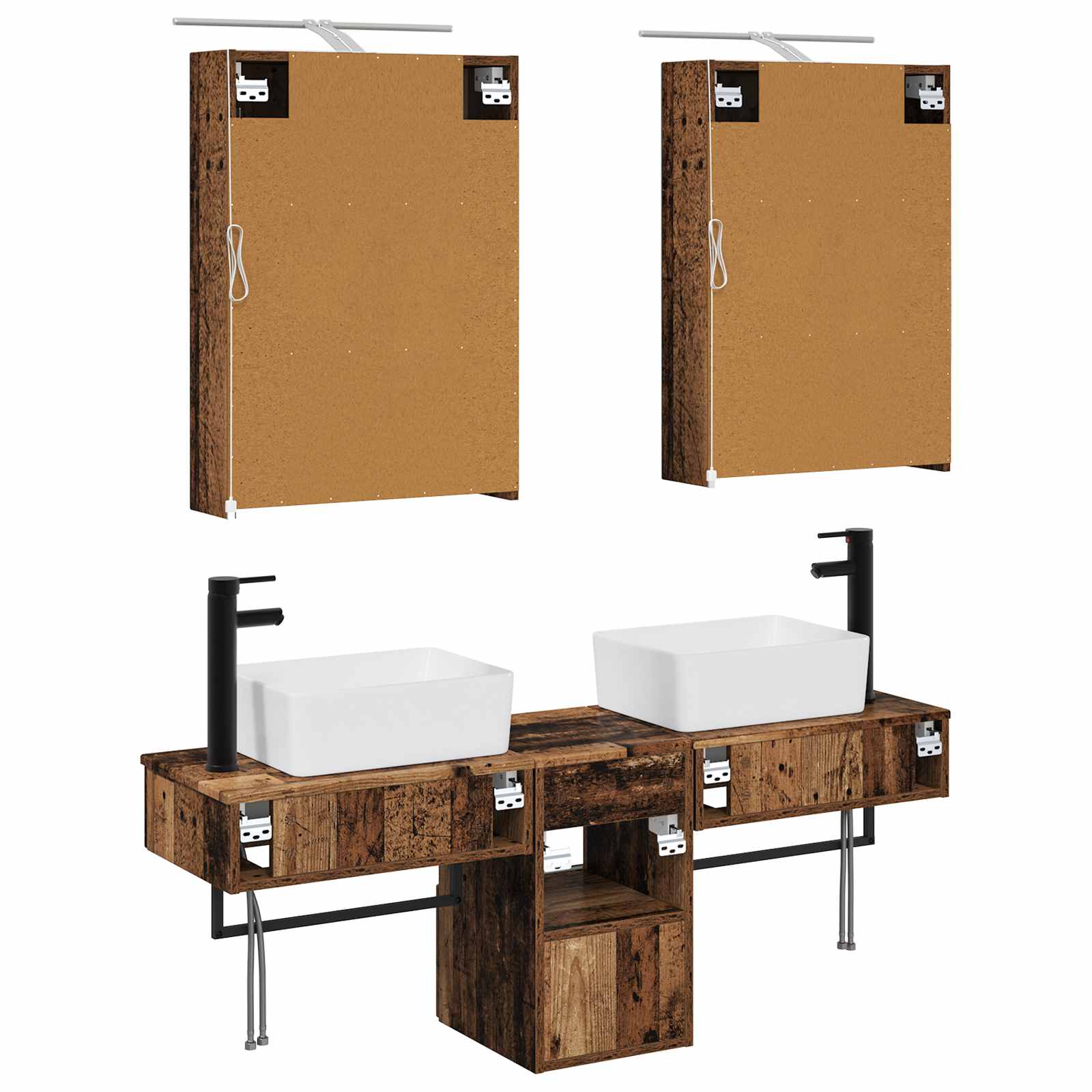 Set ormarića za kupaonicu 5 pcs Staro drvo 50 x 14,5 x 70 cm