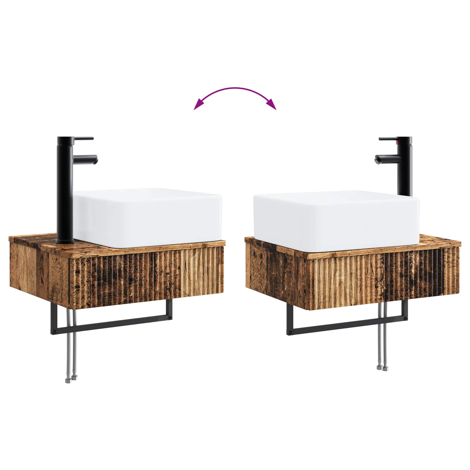 Set ormarića za kupaonicu 5 pcs Staro drvo 53 x 15,5 x 70 cm