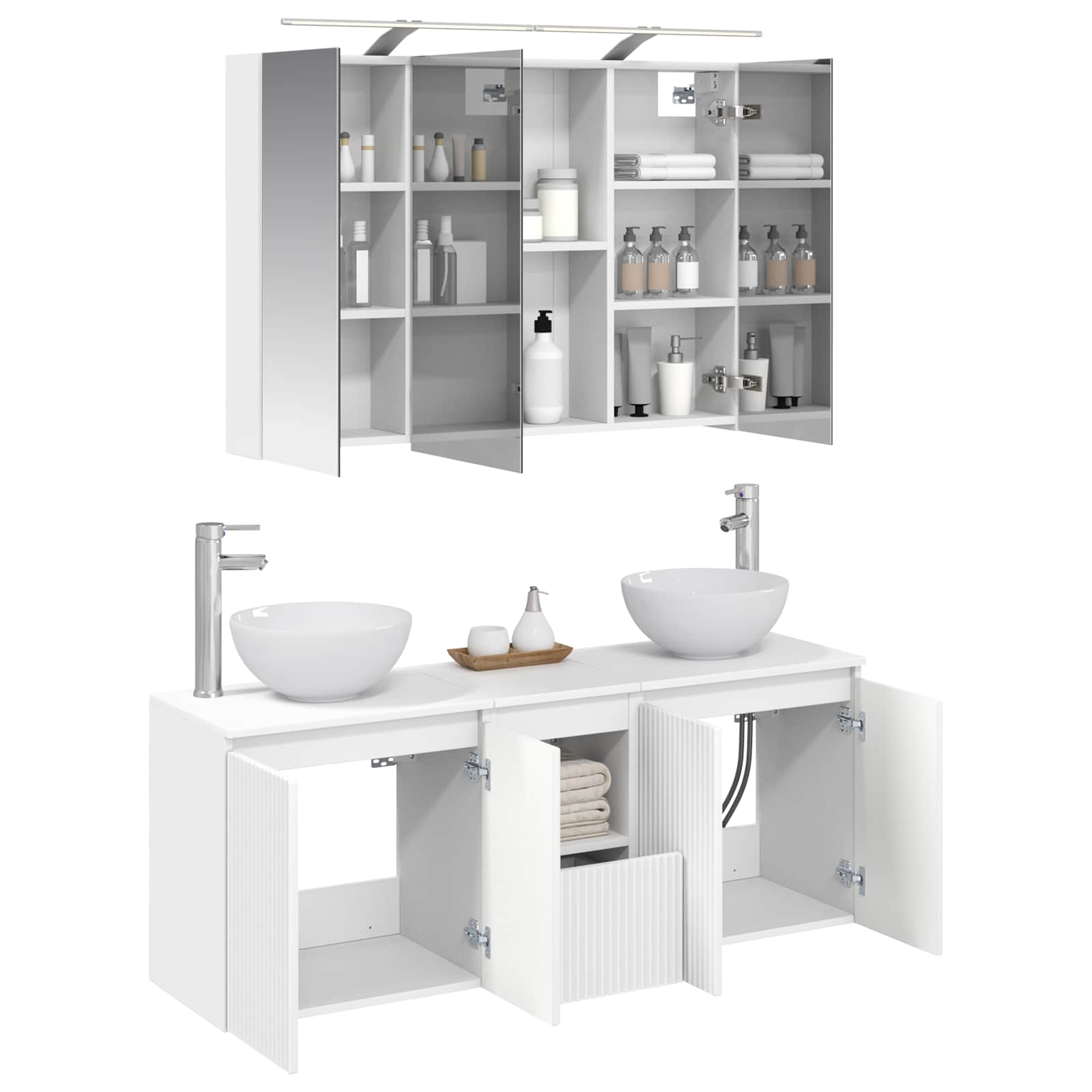 Set ormarića za kupaonicu 4 pcs Bijela 100 x 14,5 x 70 cm