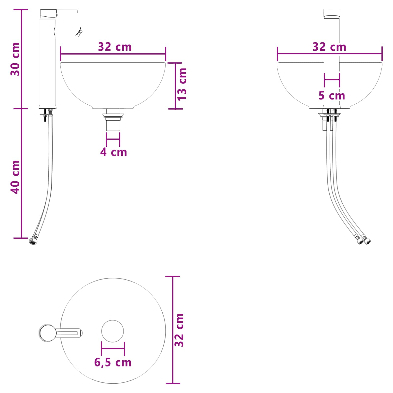 Set ormarića za kupaonicu 4 pcs Bijela 100 x 14,5 x 70 cm