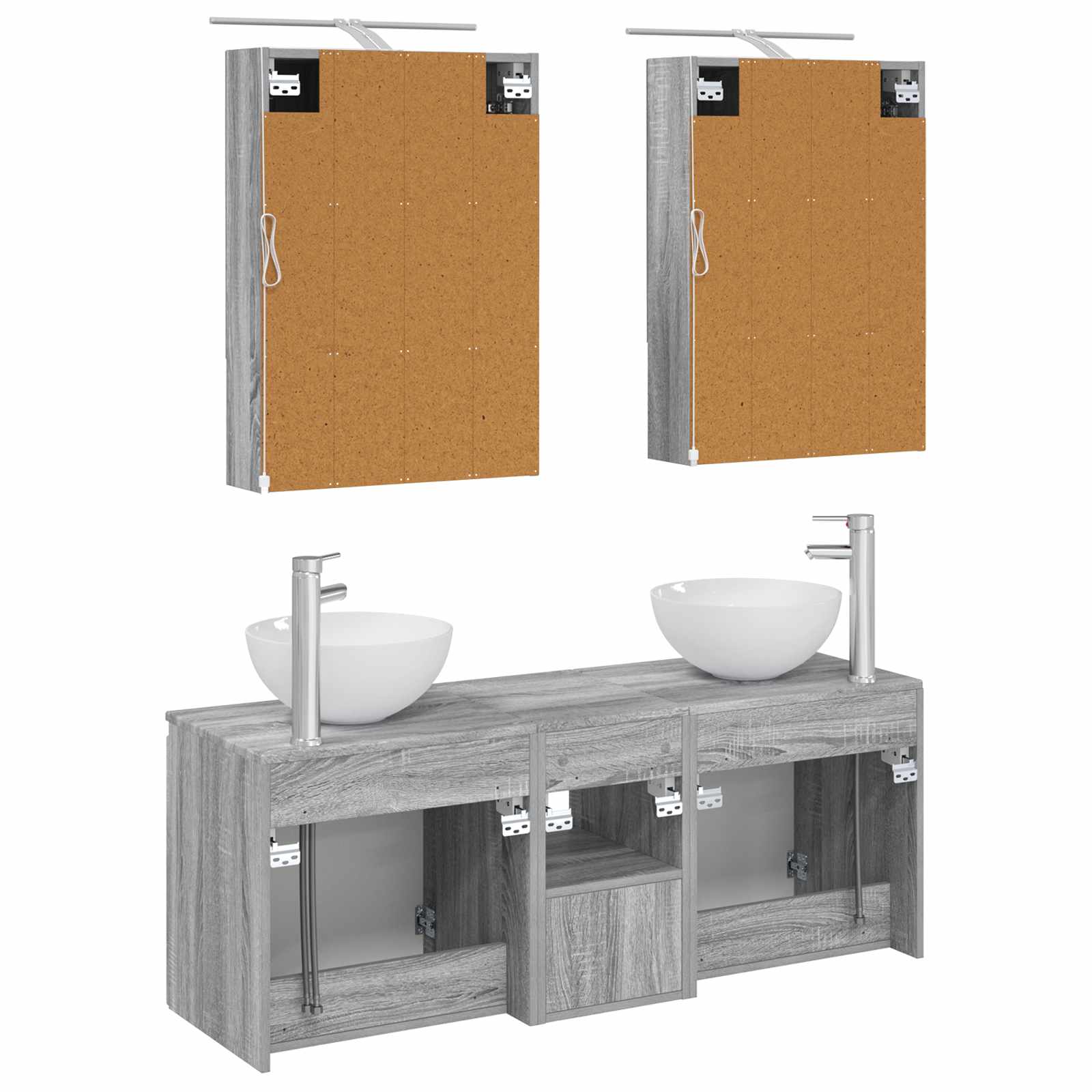 Set ormarića za kupaonicu 5 pcs Siva Sonoma 50 x 14,5 x 70 cm