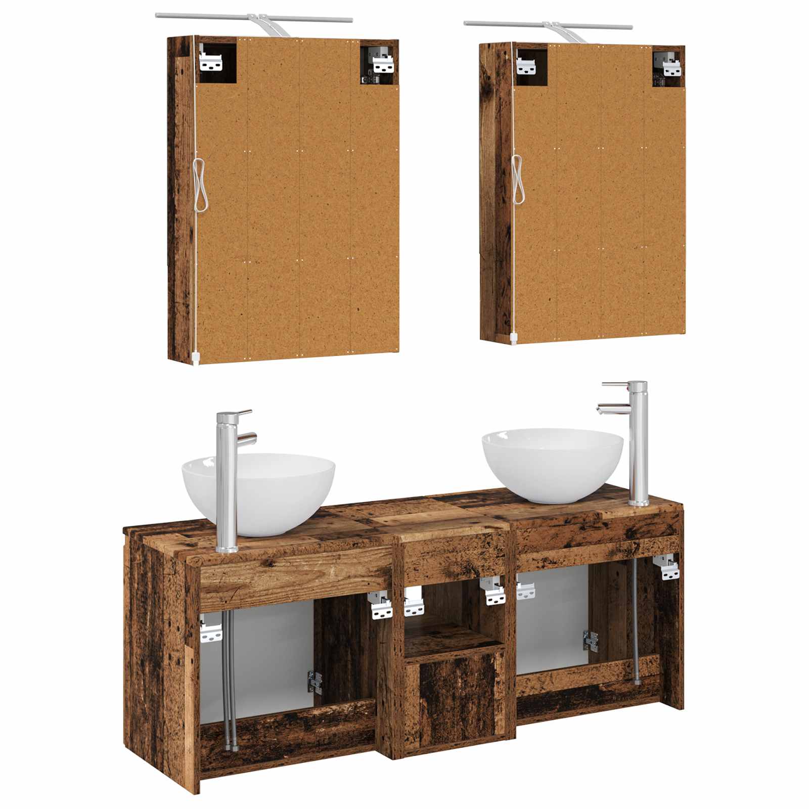 Set ormarića za kupaonicu 5 pcs Staro drvo 50 x 14,5 x 70 cm
