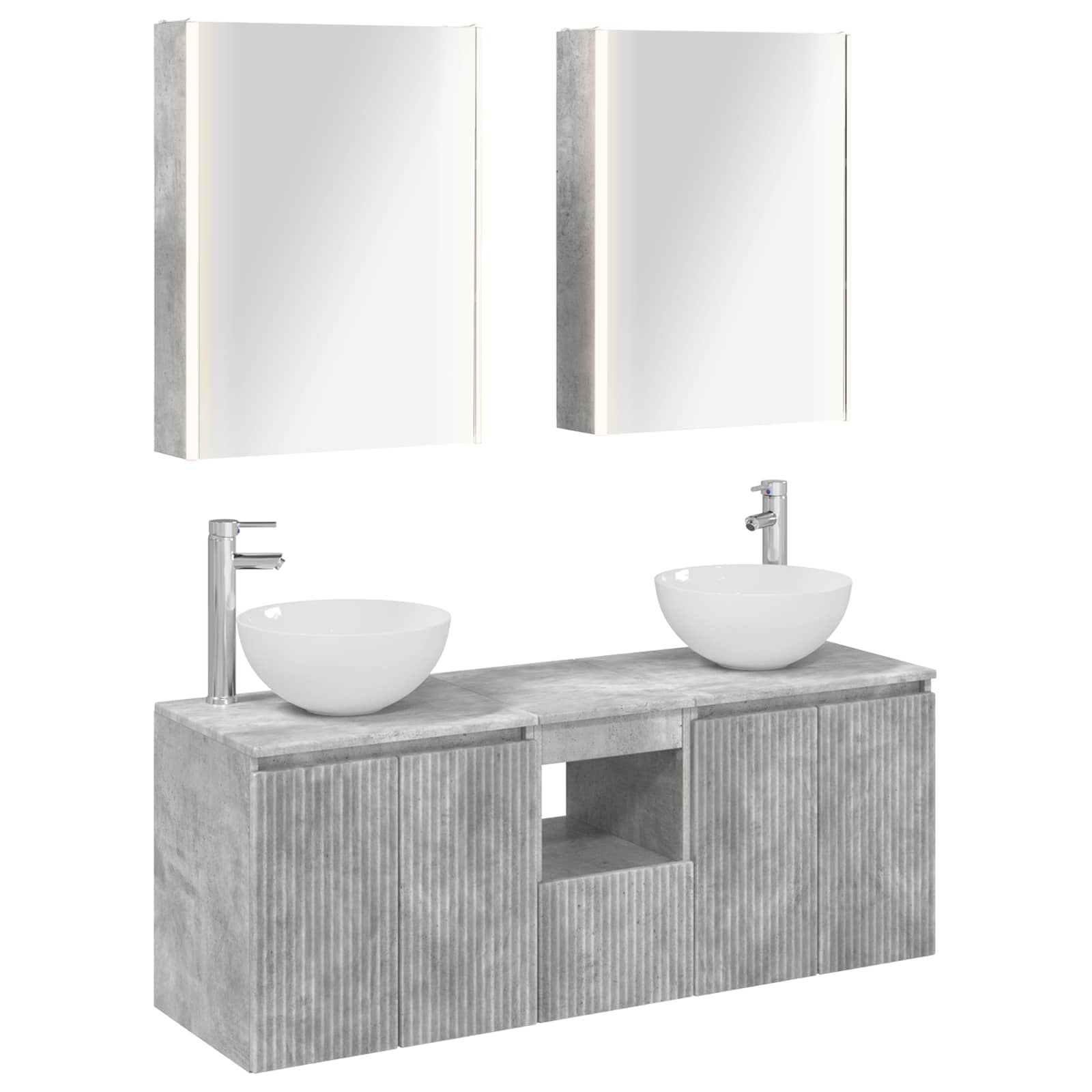 Set ormarića za kupaonicu 5 pcs Betonska siva 53 x 15,5 x 70 cm