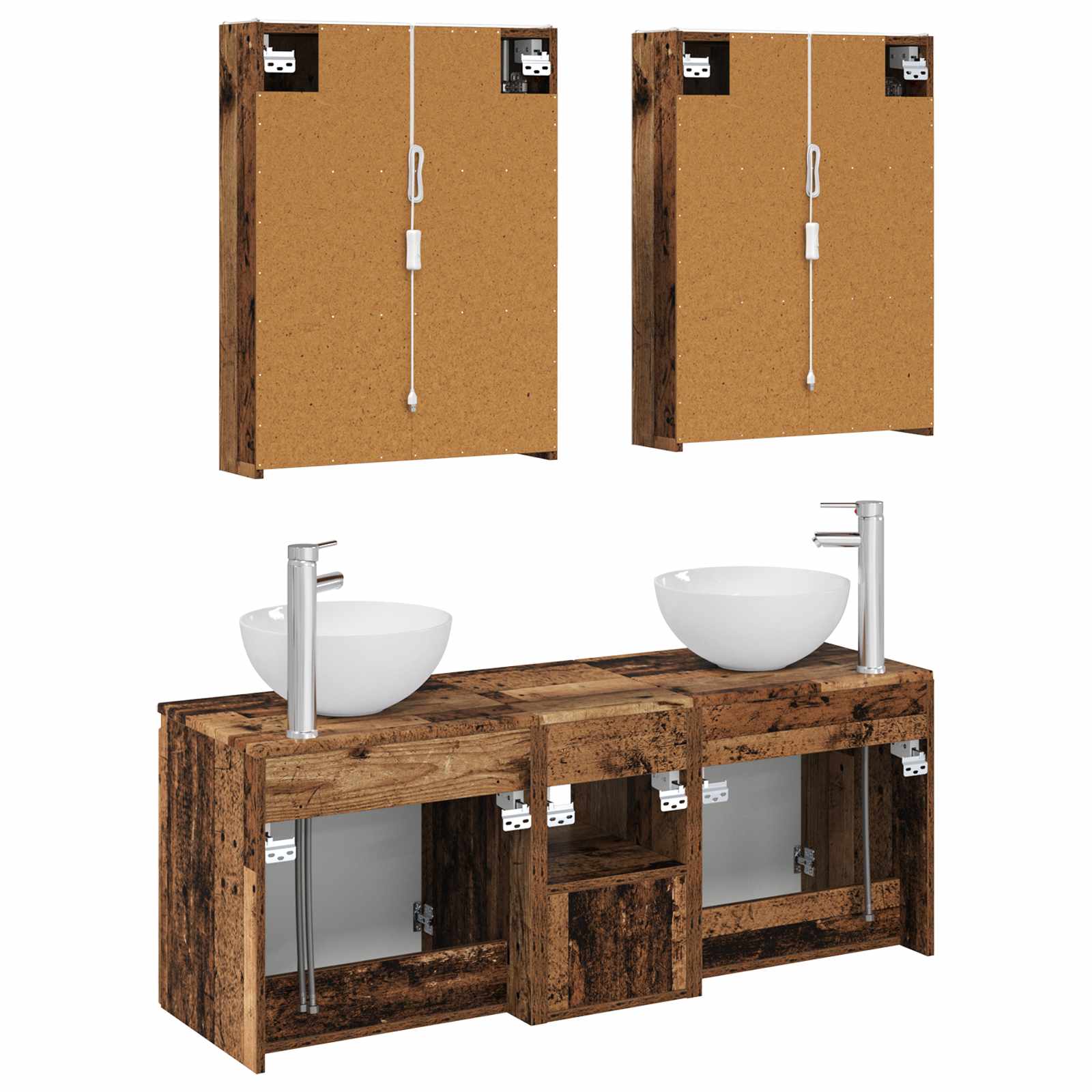 Set ormarića za kupaonicu 5 pcs Staro drvo 53 x 15,5 x 70 cm