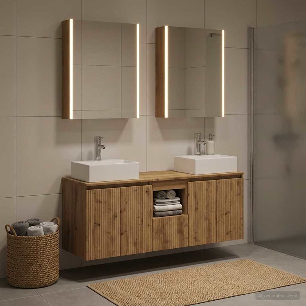 Set ormarića za kupaonicu 5 pcs Hrast artisan Konstruirano drvo