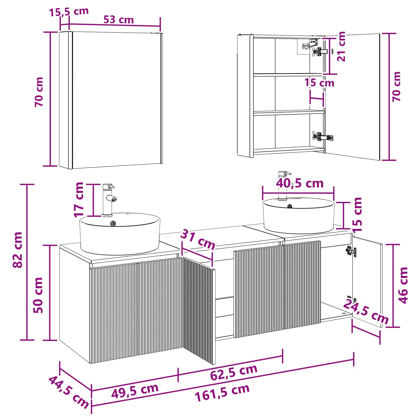 Set ormarića za kupaonicu 5 pcs Siva Sonoma Konstruirano drvo