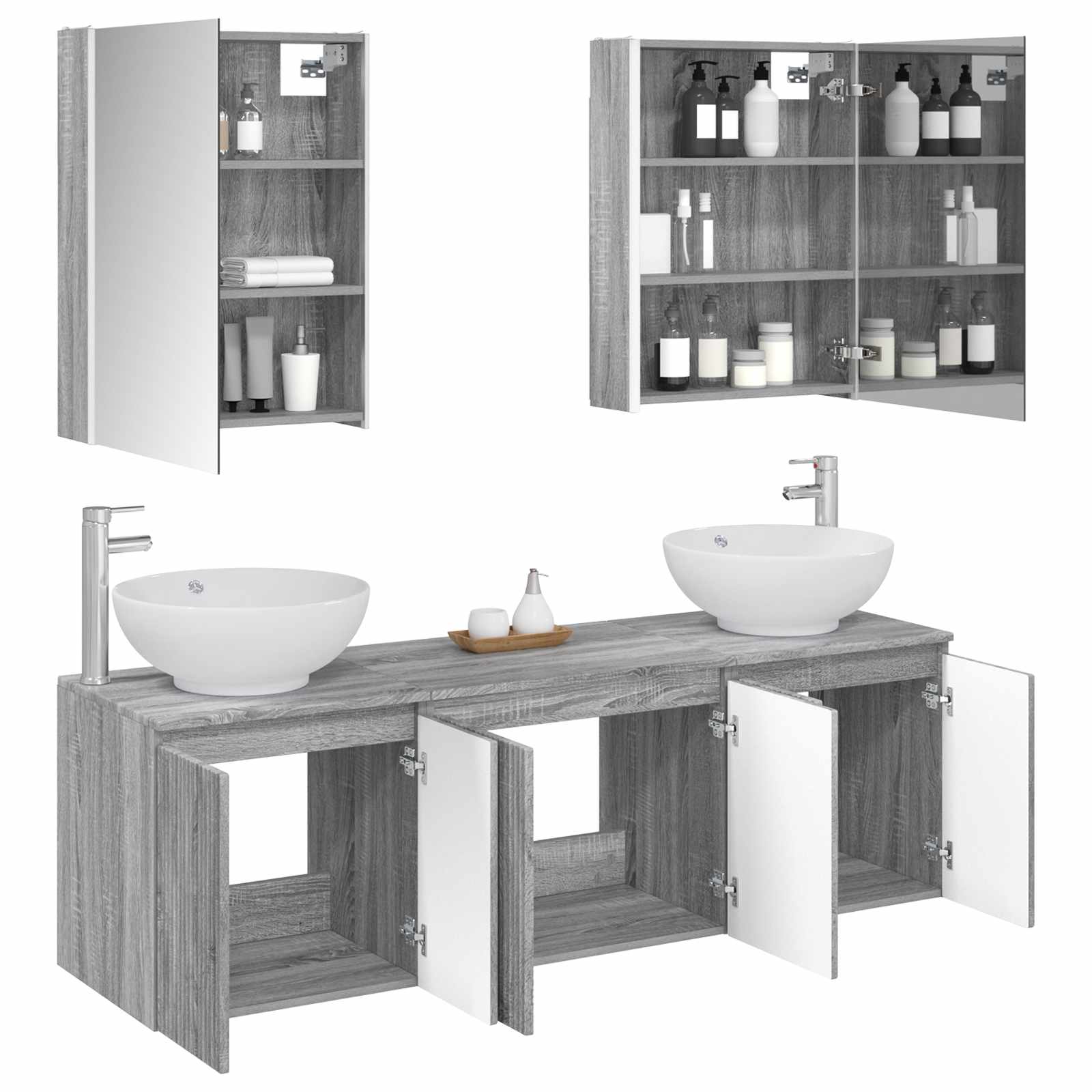 Set ormarića za kupaonicu 5 pcs Siva Sonoma Konstruirano drvo
