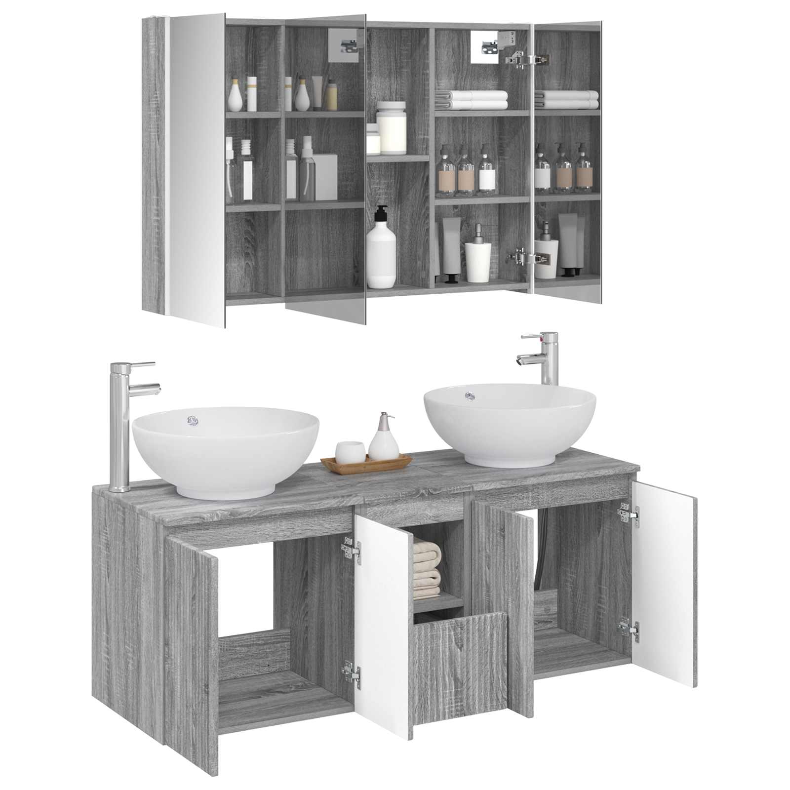 Set ormarića za kupaonicu 4 pcs Siva Sonoma Konstruirano drvo