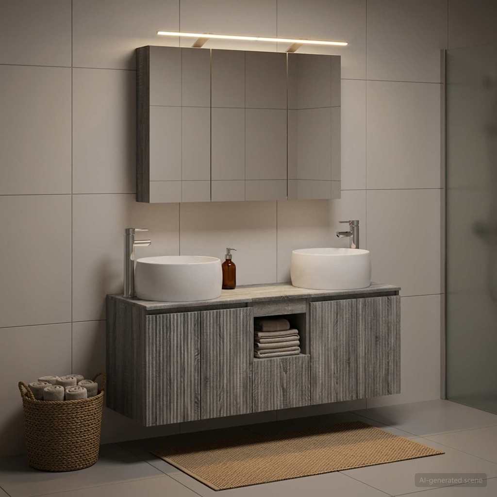 Set ormarića za kupaonicu 4 pcs Siva Sonoma Konstruirano drvo