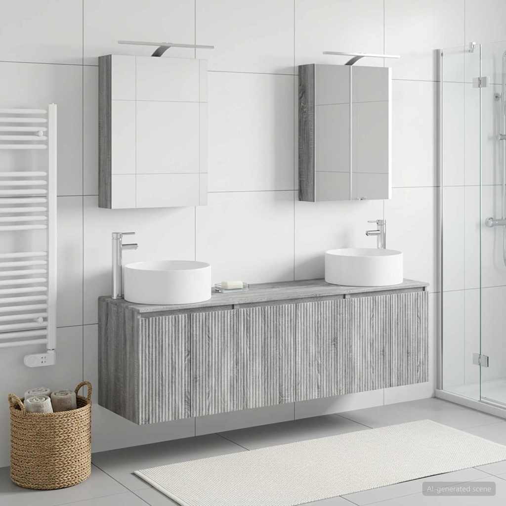 Set ormarića za kupaonicu 5 pcs Siva Sonoma Konstruirano drvo
