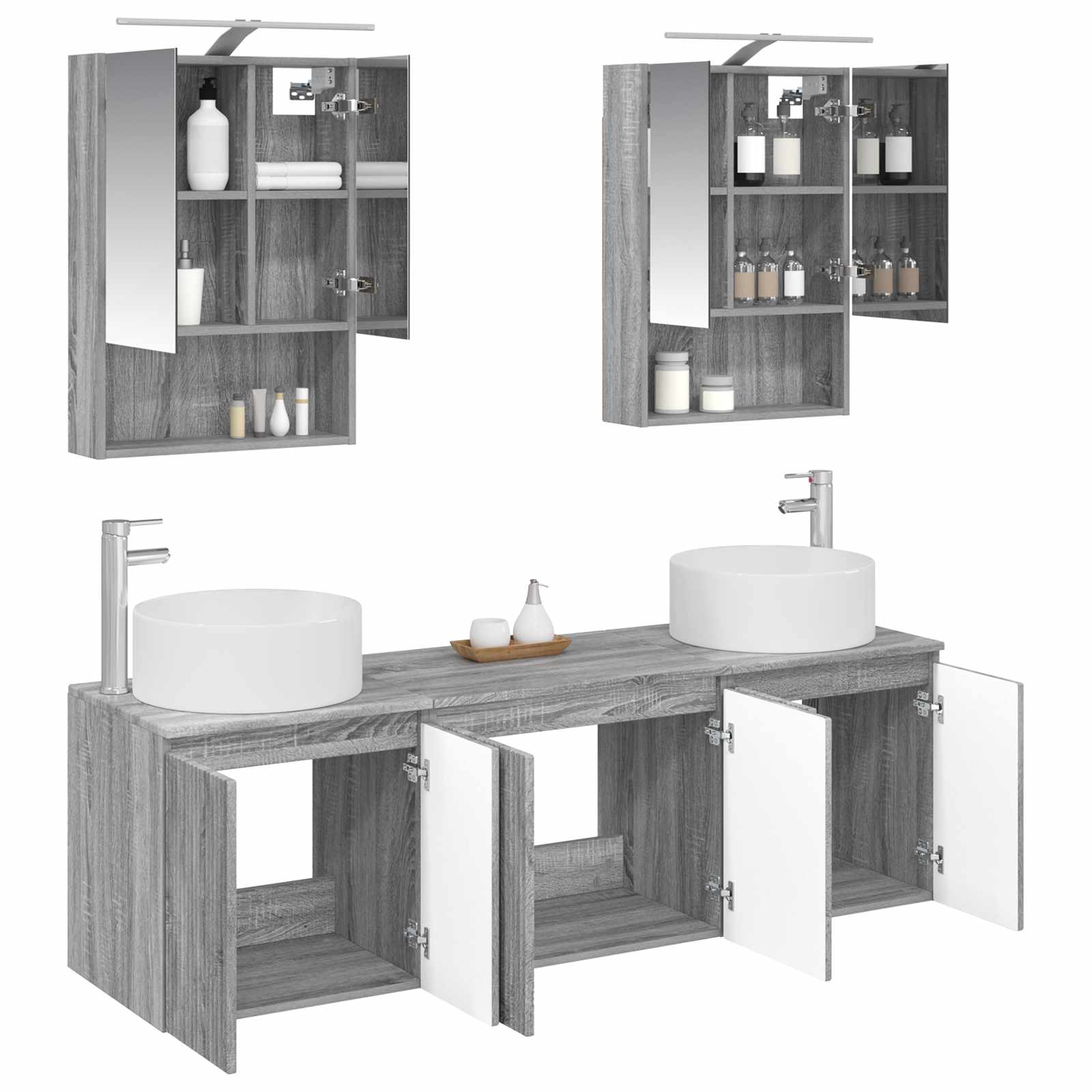 Set ormarića za kupaonicu 5 pcs Siva Sonoma Konstruirano drvo