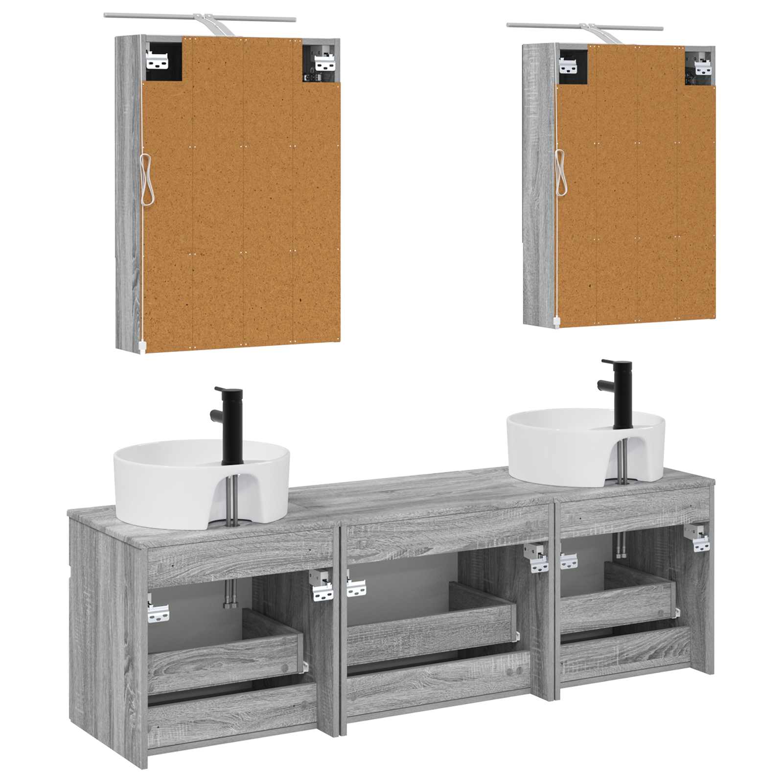 Set ormarića za kupaonicu 5 pcs Siva Sonoma 50 x 14,5 x 70 cm