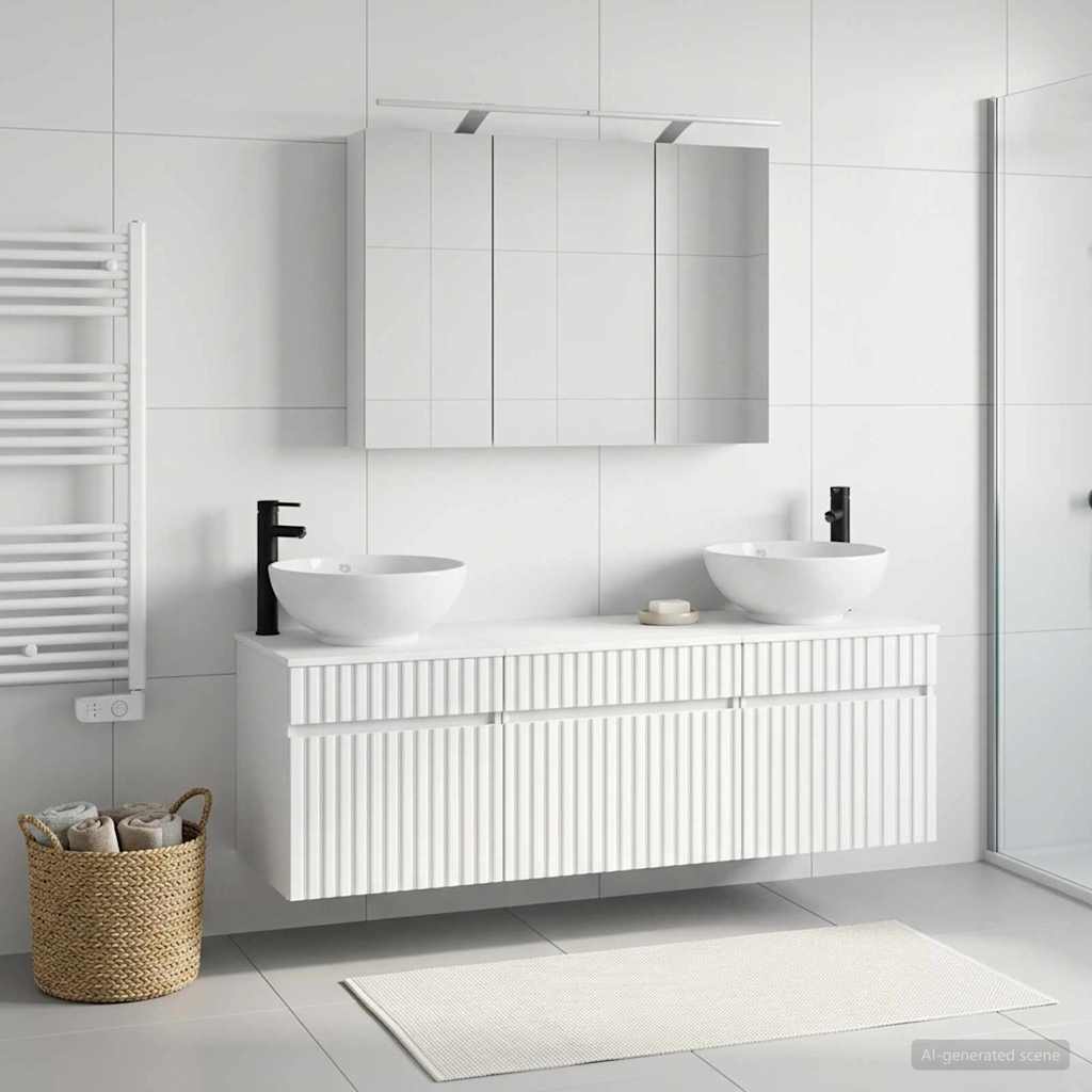 Set ormarića za kupaonicu 4 pcs Bijela 100 x 14,5 x 70 cm