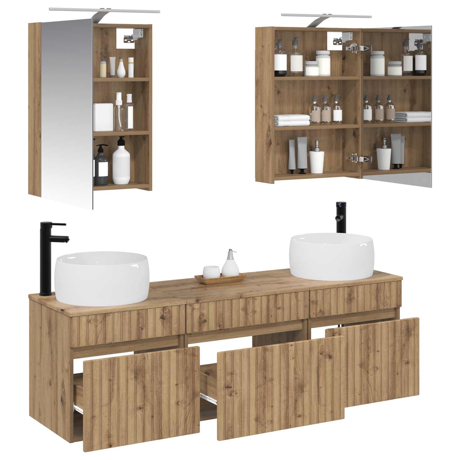 Set ormarića za kupaonicu 5 pcs Hrast artisan 50 x 14,5 x 70 cm