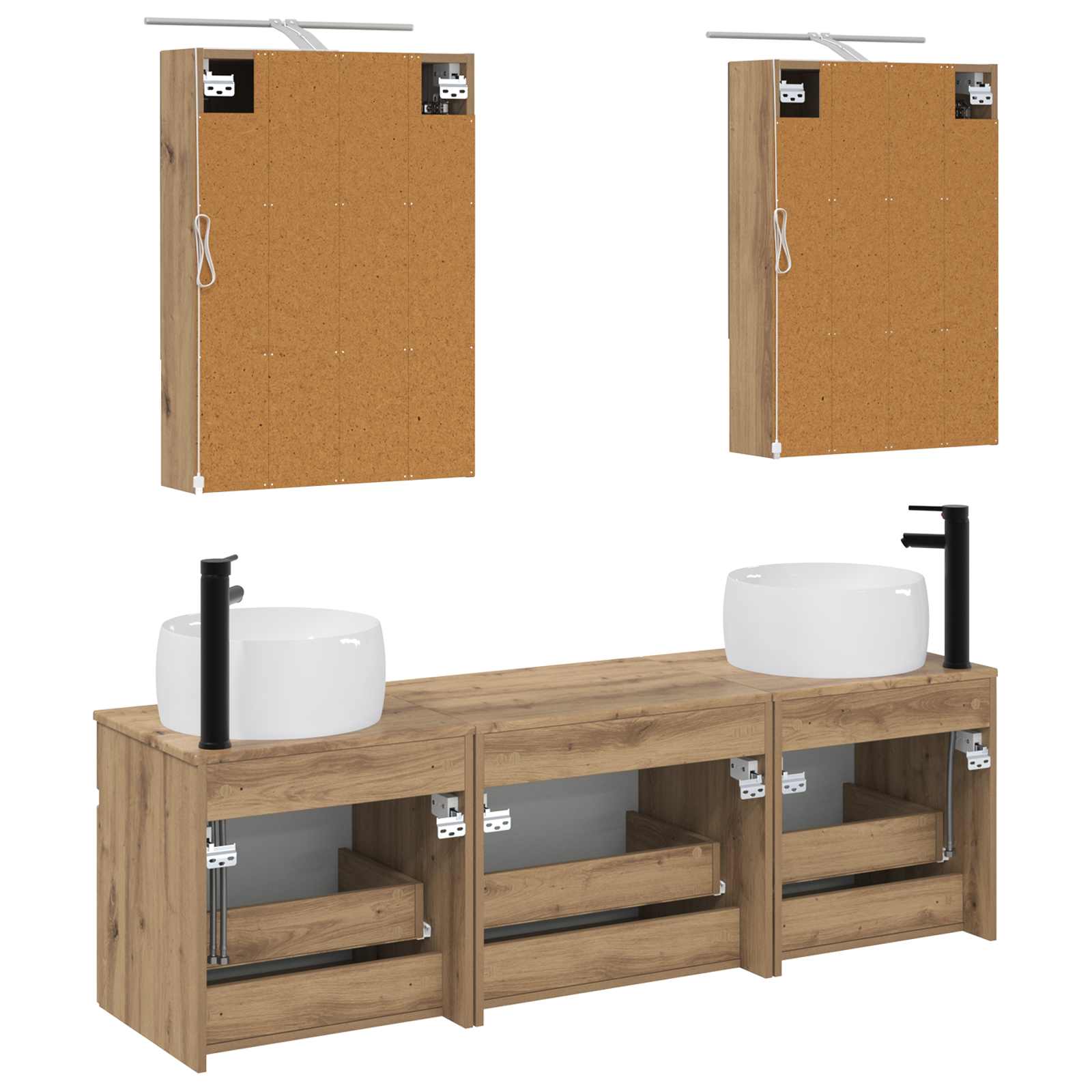 Set ormarića za kupaonicu 5 pcs Hrast artisan 50 x 14,5 x 70 cm