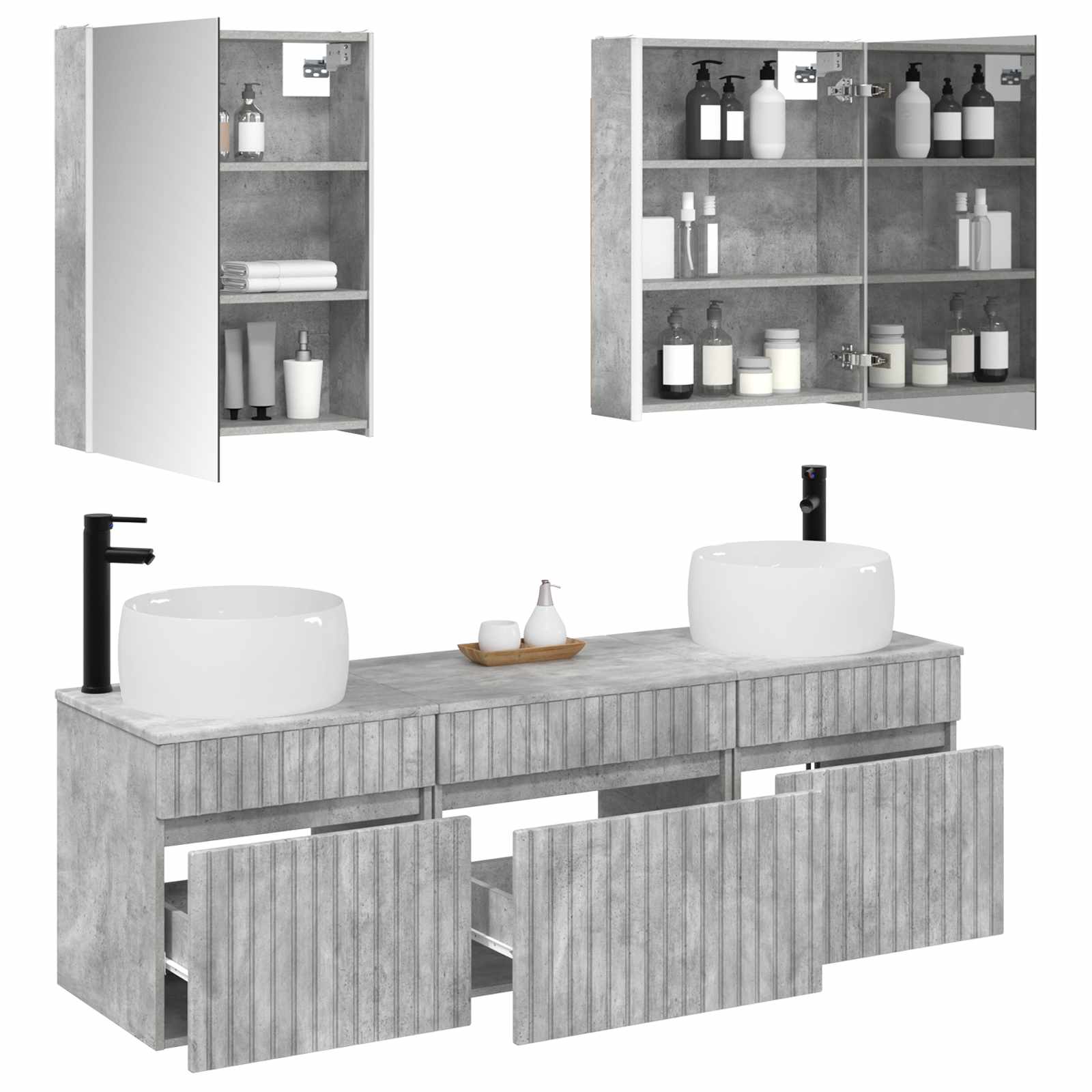 Set ormarića za kupaonicu 5 pcs Betonska siva 53 x 15,5 x 70 cm