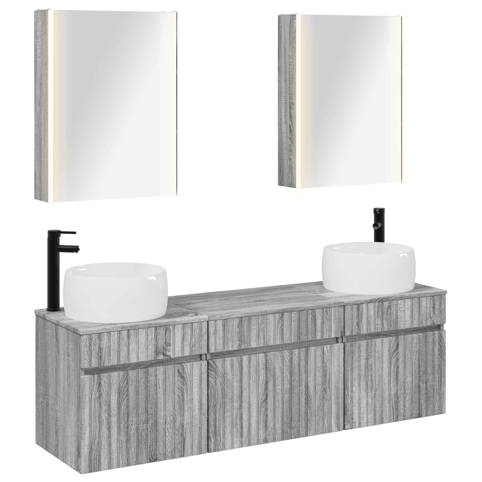Set ormarića za kupaonicu 5 pcs Siva Sonoma 53 x 15,5 x 70 cm