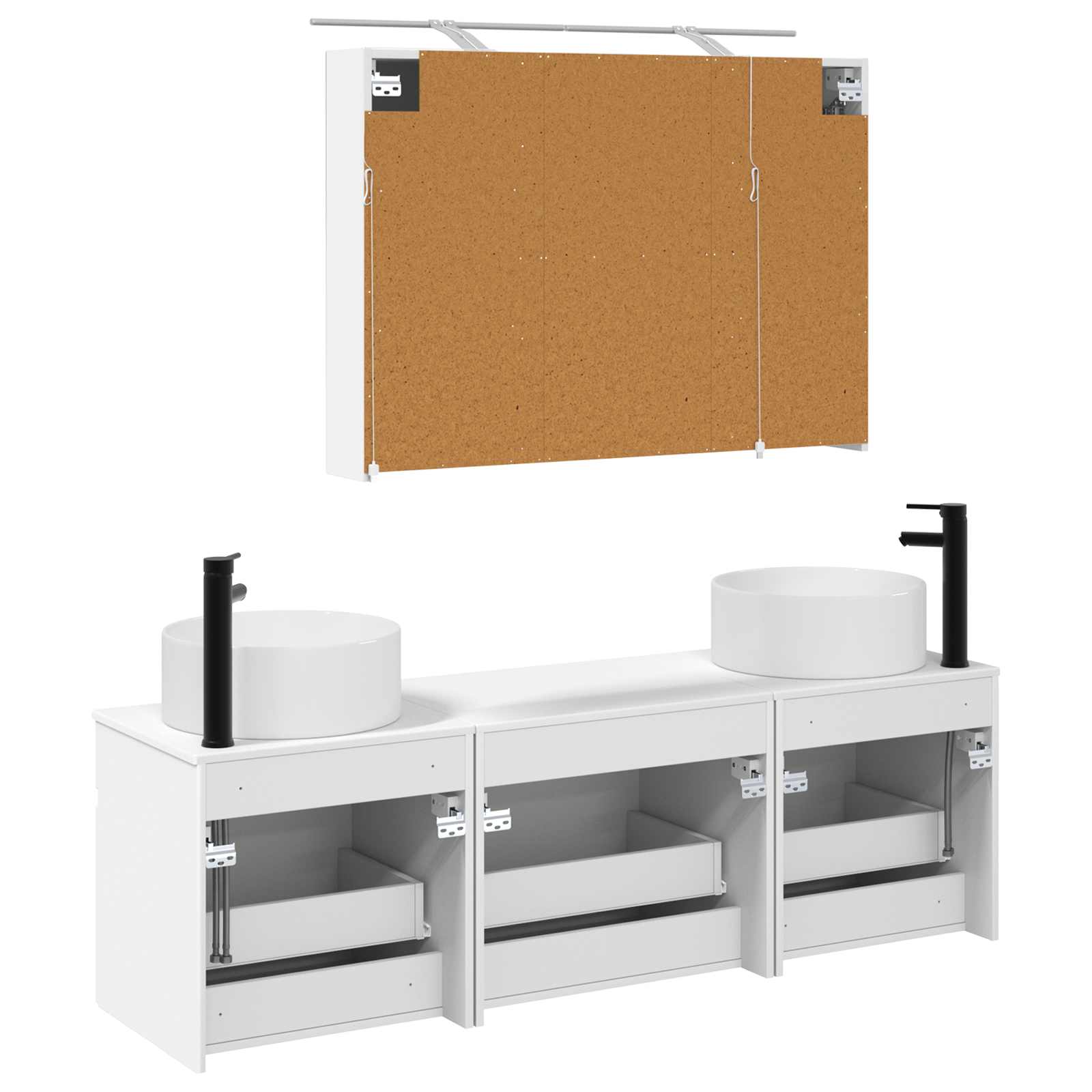 Set ormarića za kupaonicu 4 pcs Bijela 100 x 14,5 x 70 cm