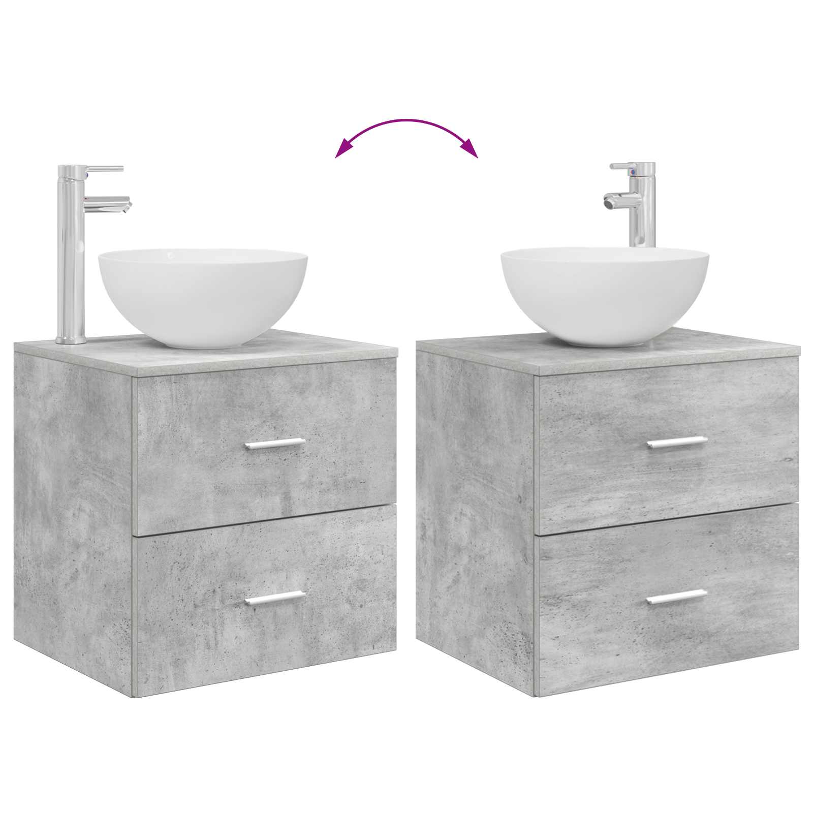 Set ormarića za kupaonicu 5 pcs Betonska siva 50 x 14,5 x 70 cm
