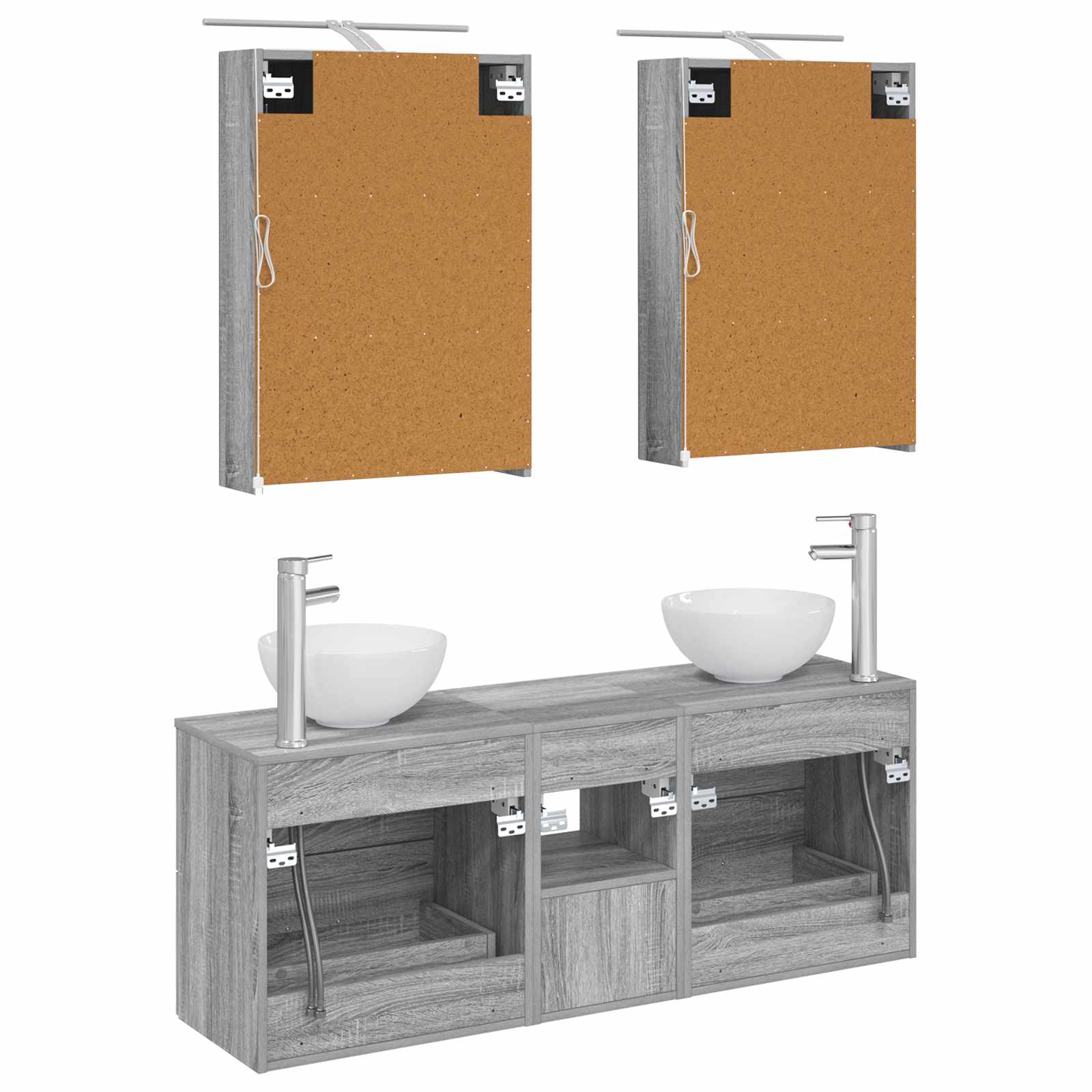 Set ormarića za kupaonicu 5 pcs Siva Sonoma 50 x 14,5 x 70 cm