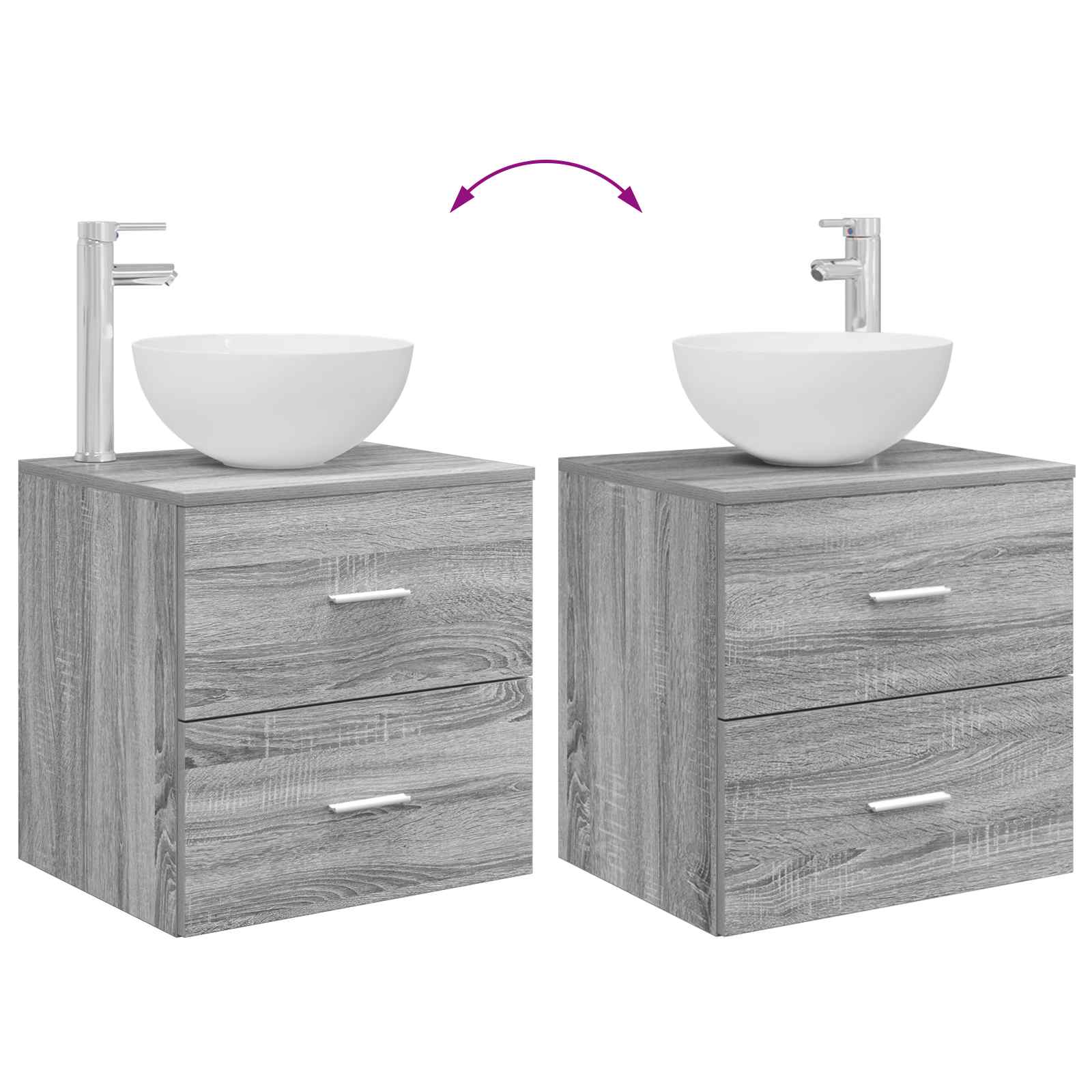 Set ormarića za kupaonicu 5 pcs Siva Sonoma 50 x 14,5 x 70 cm