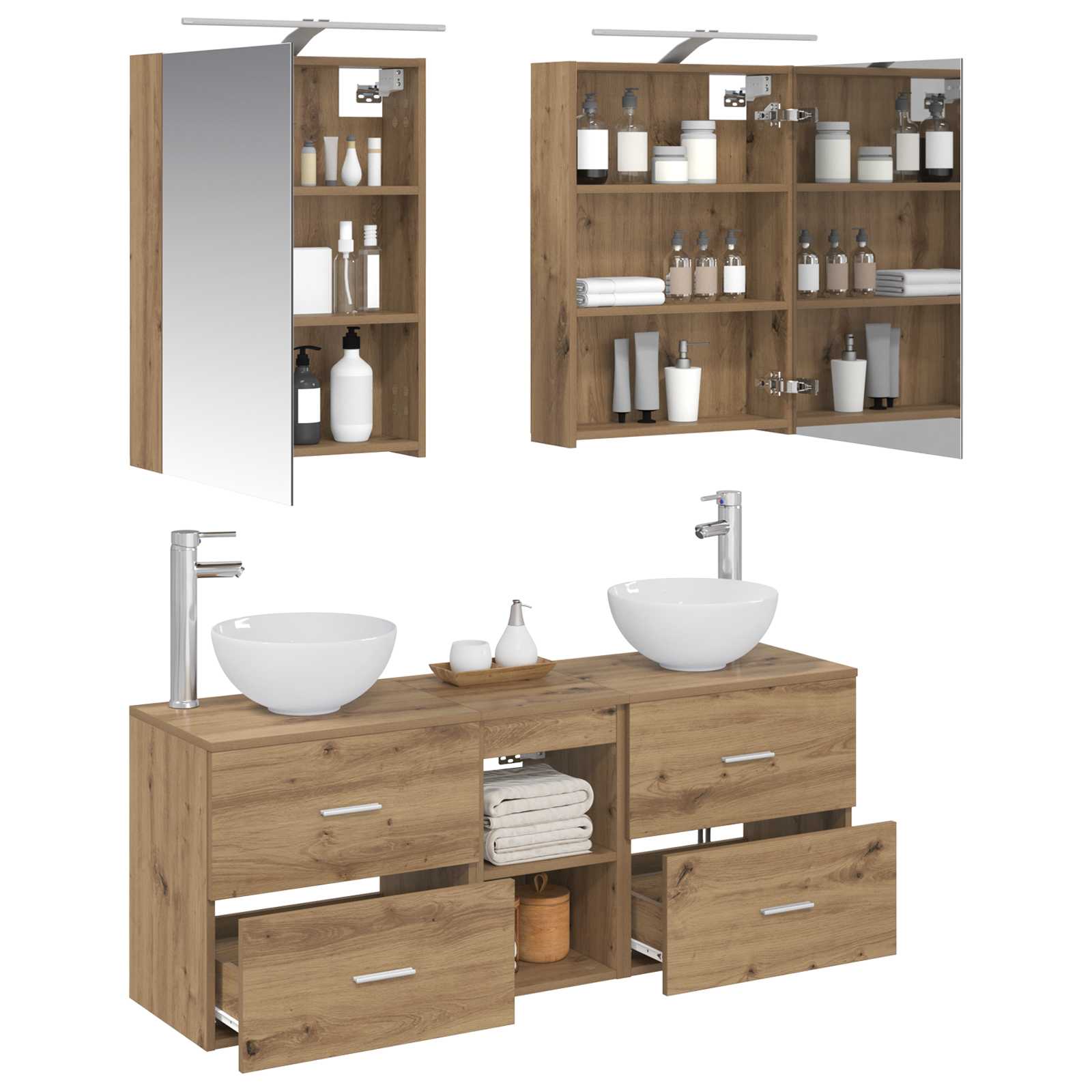 Set ormarića za kupaonicu 5 pcs Hrast artisan 50 x 14,5 x 70 cm