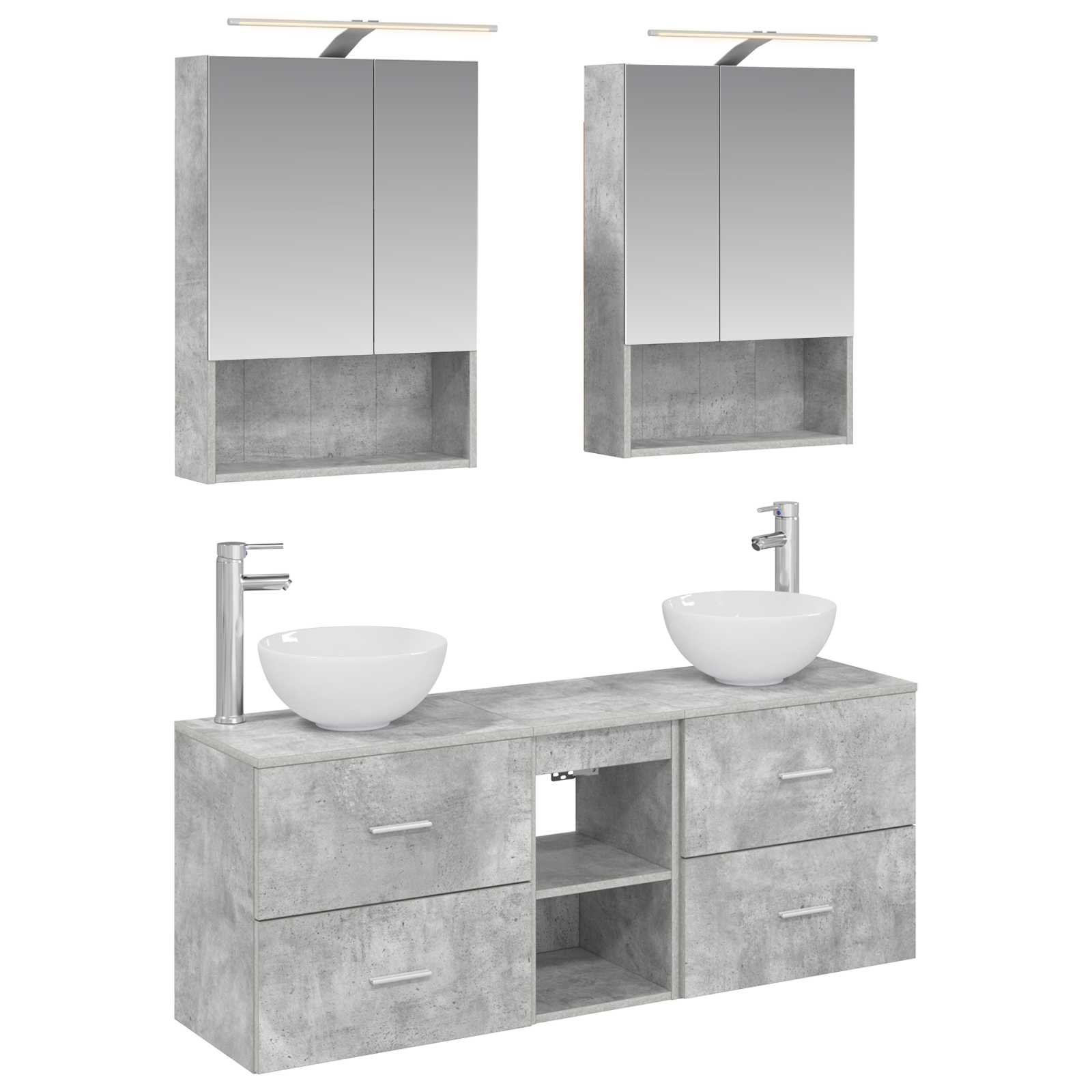 Set ormarića za kupaonicu 5 pcs Betonska siva 50 x 14,5 x 70 cm