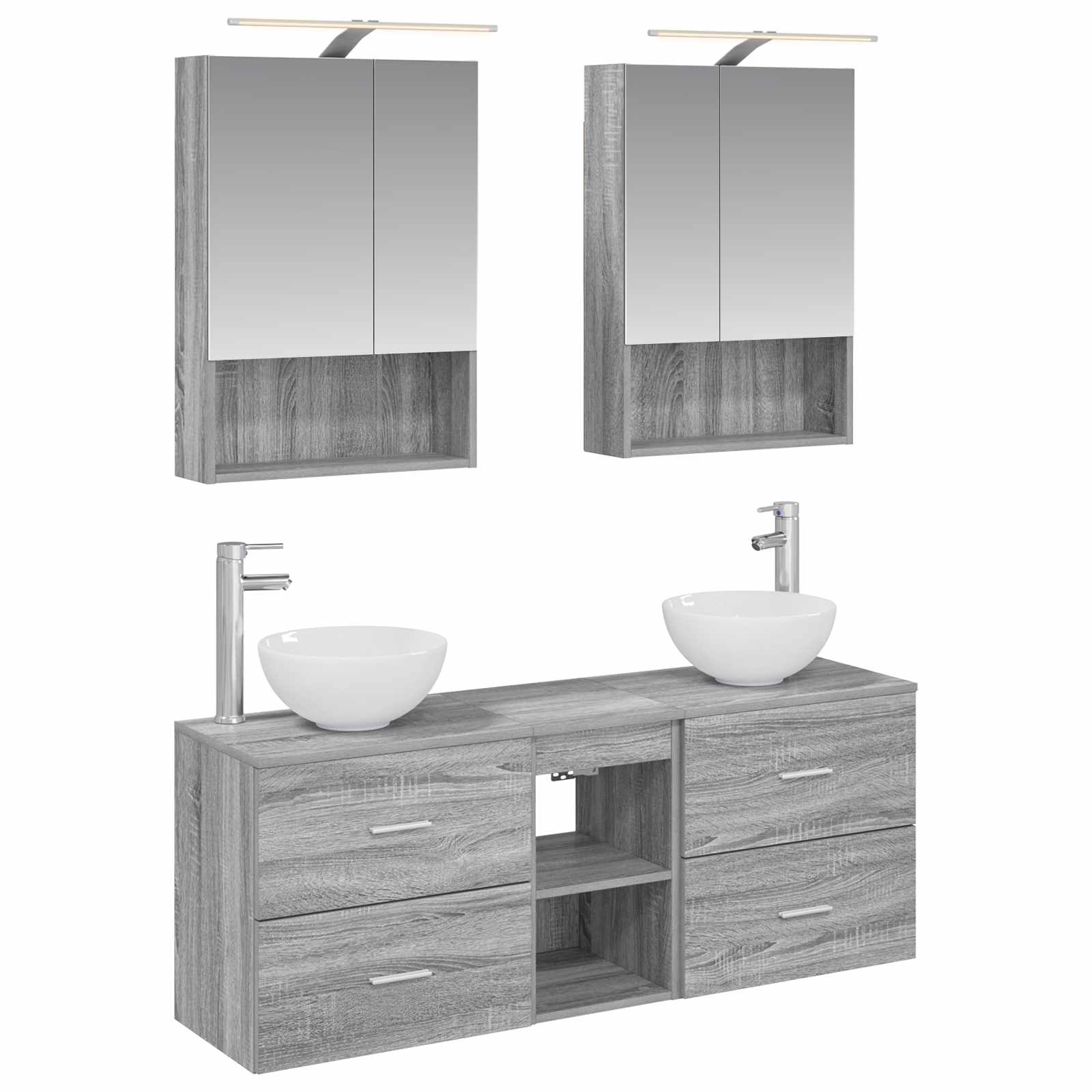 Set ormarića za kupaonicu 5 pcs Siva Sonoma 50 x 14,5 x 70 cm